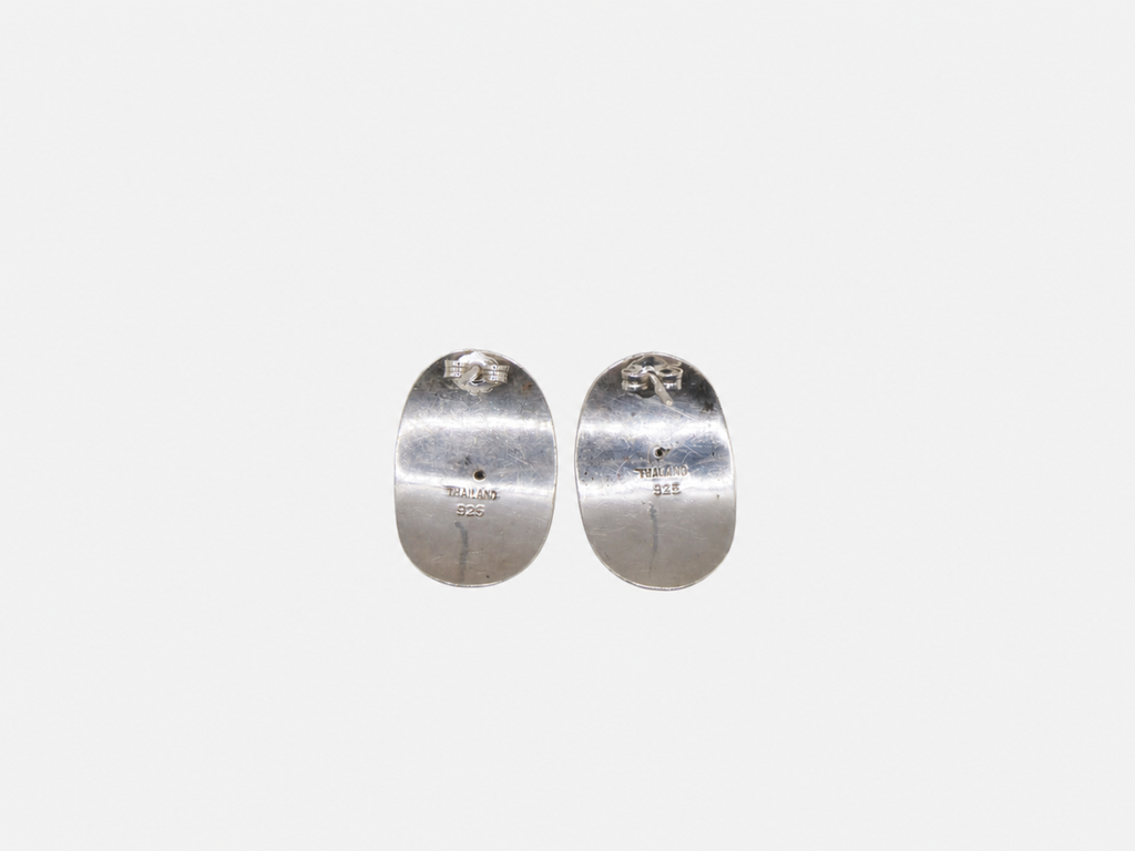 Vintage Silver Etched Small Shield Earrings