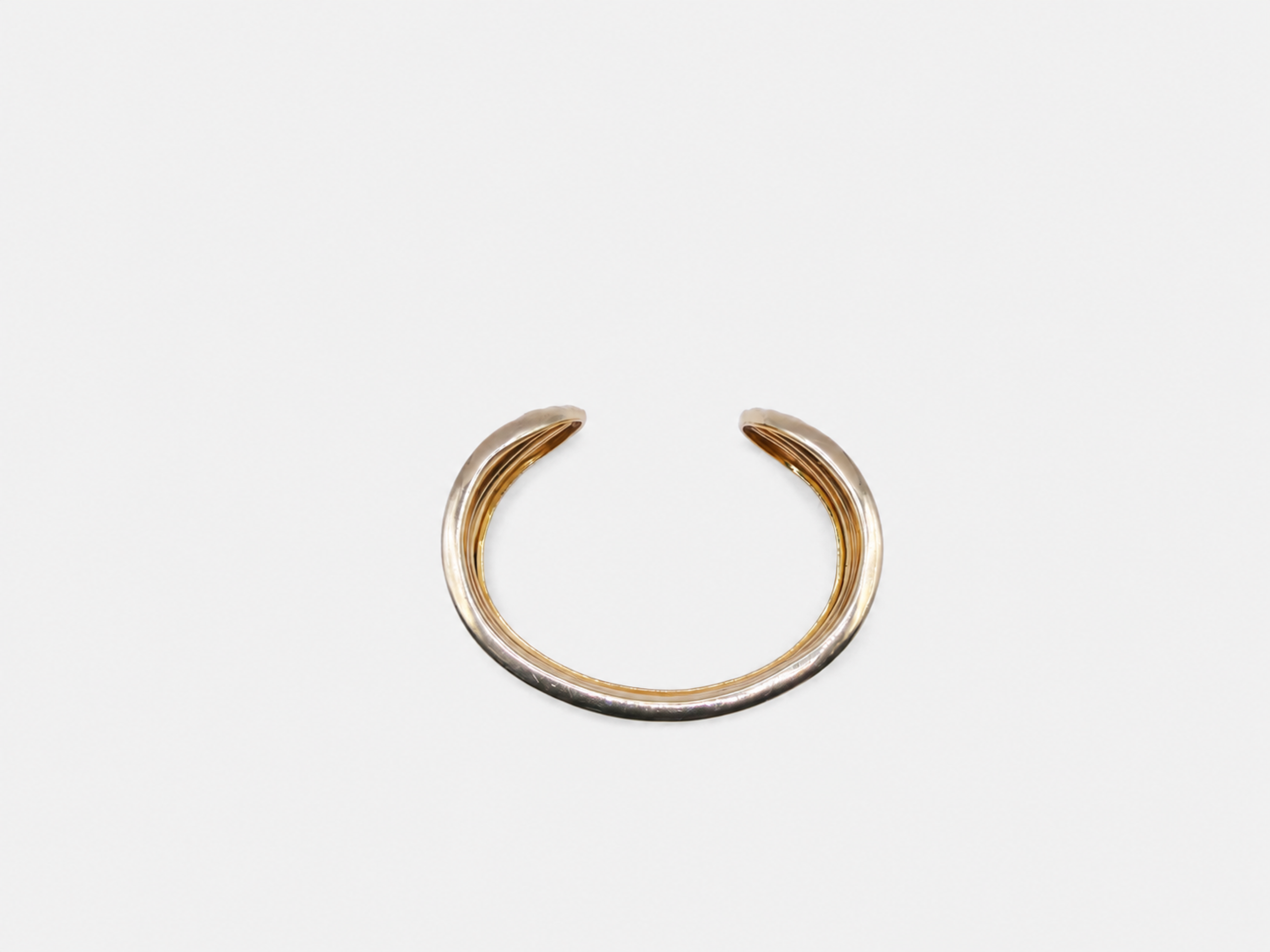 Vintage Gold Over Silver Ribbed Cuff Bracelet