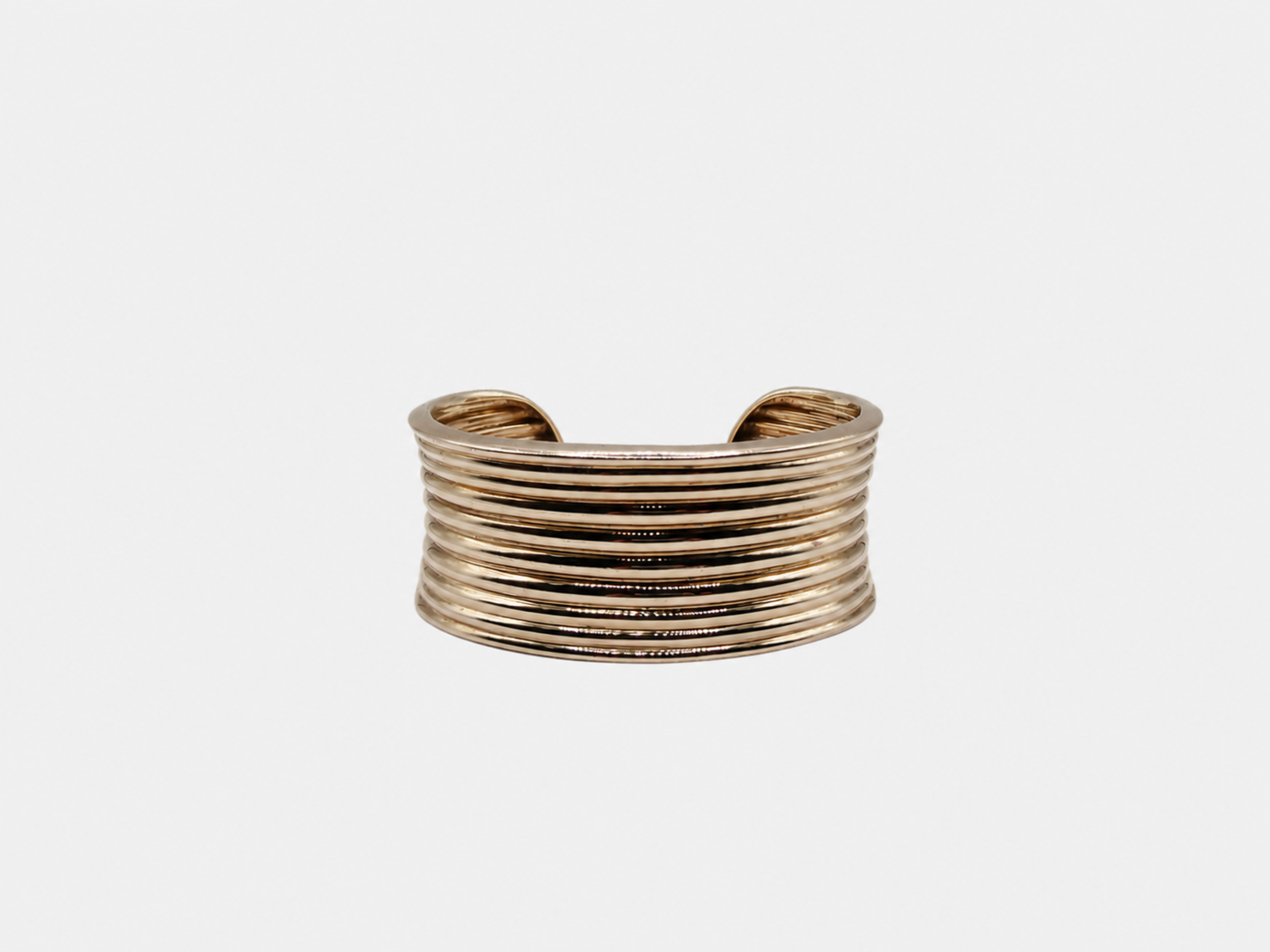 Vintage Gold Over Silver Ribbed Cuff Bracelet