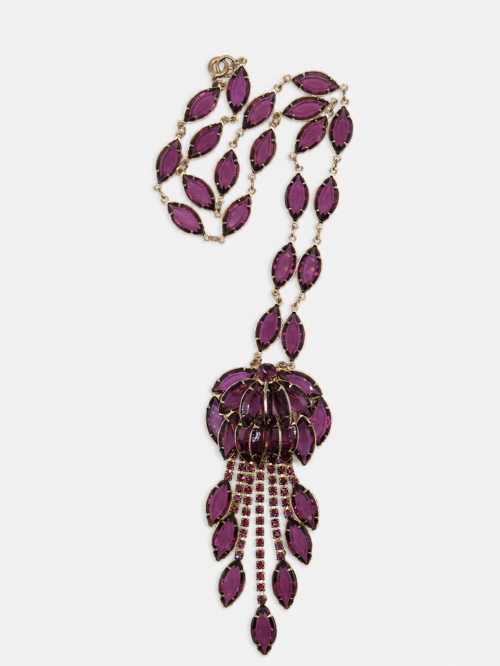Vintage Amethyst Glass Statement Necklace