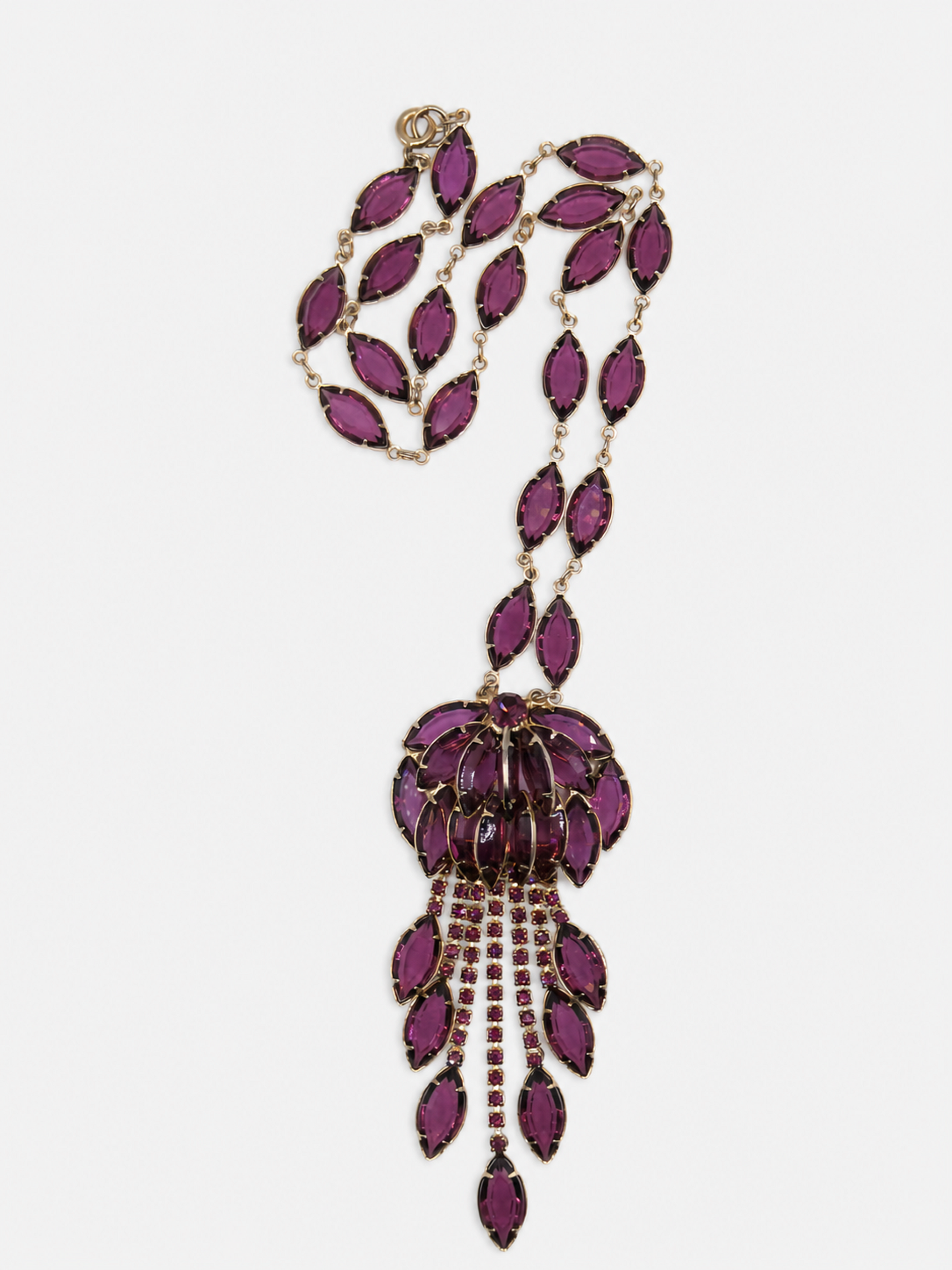 Vintage Amethyst Glass Statement Necklace