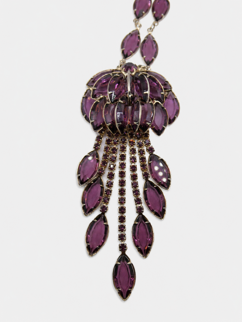 Vintage Amethyst Glass Statement Necklace