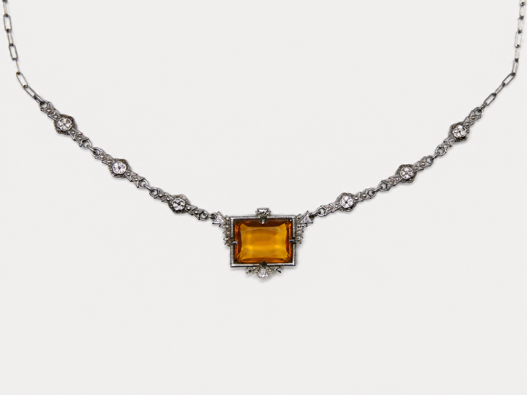 Vintage Art Deco Citrine Necklace