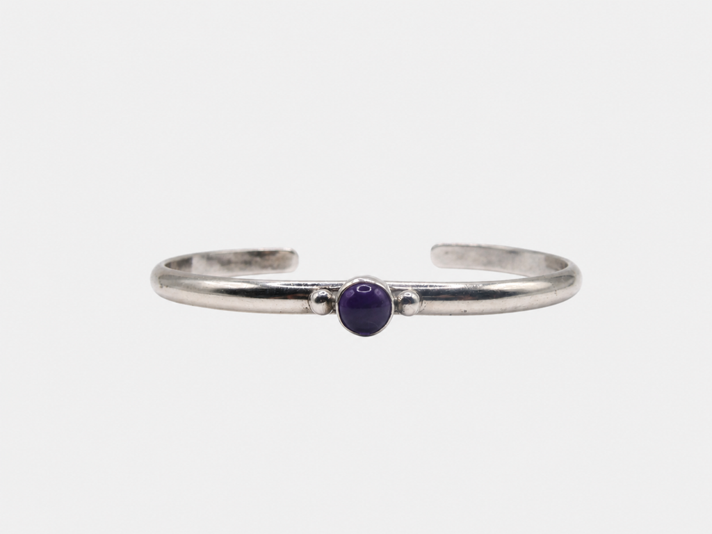 Vintage Silver Amethyst Cuff Bracelet