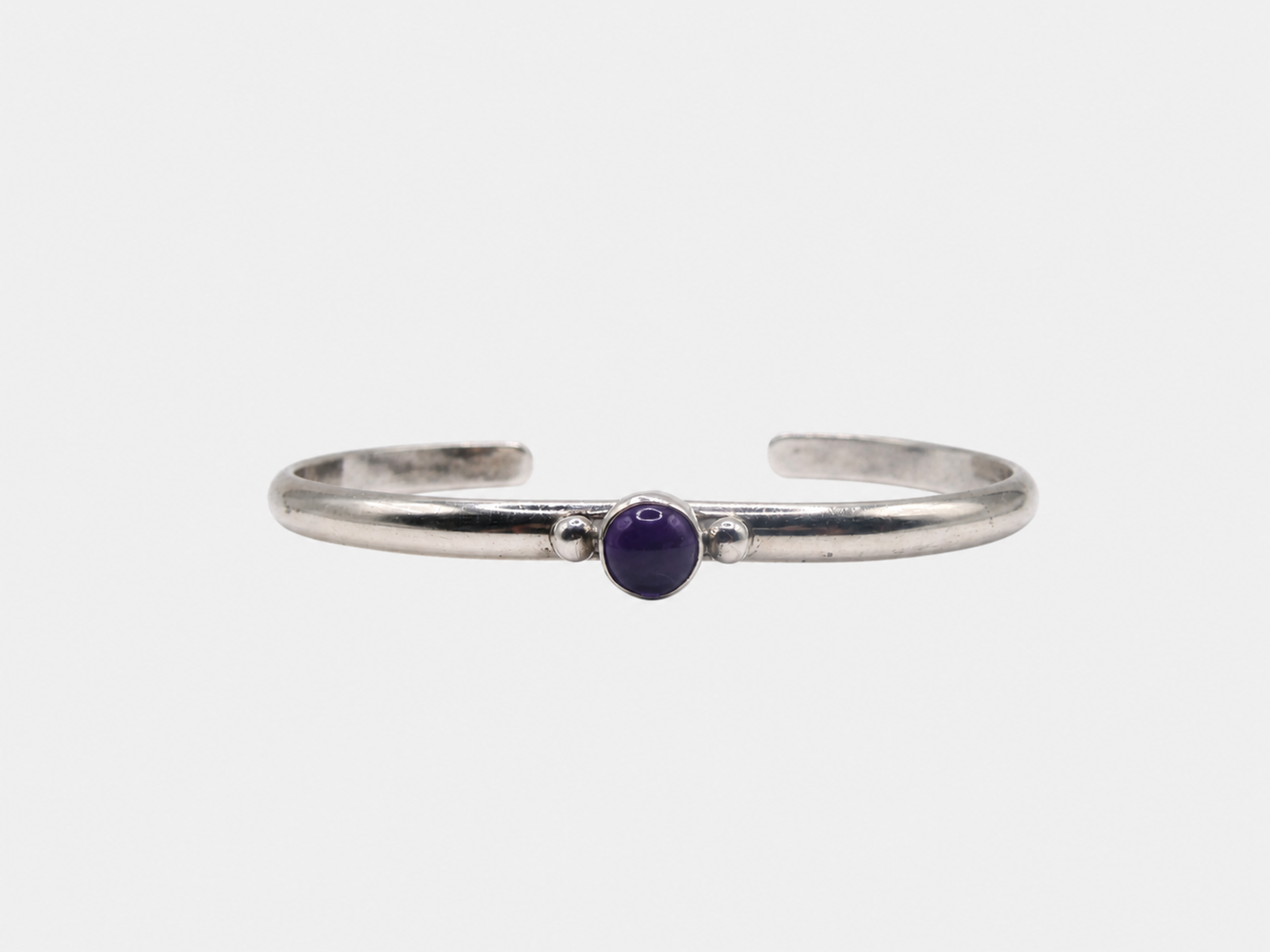 Vintage Silver Amethyst Cuff Bracelet