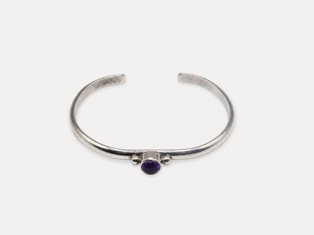 Vintage Silver Amethyst Cuff Bracelet