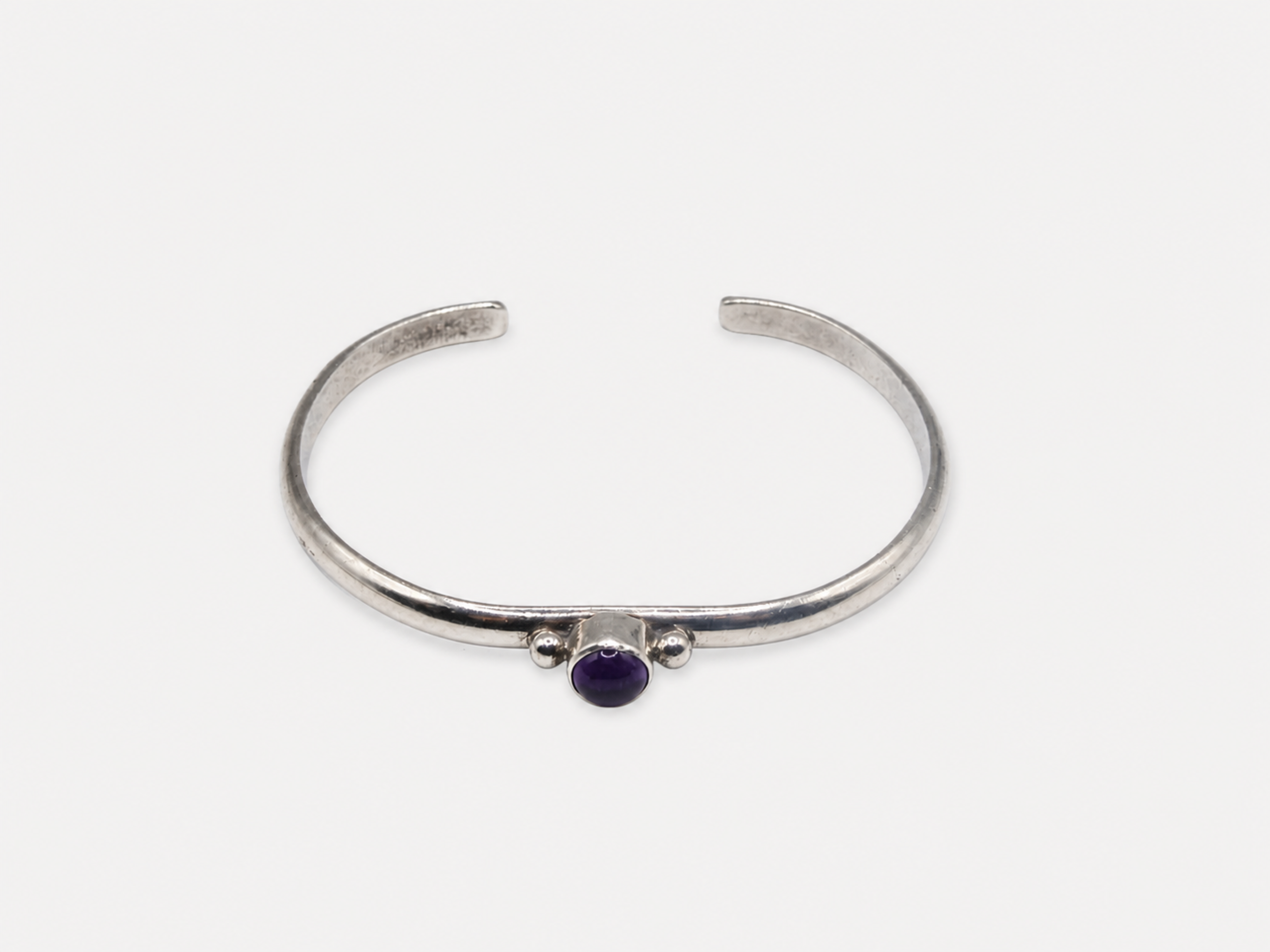 Vintage Silver Amethyst Cuff Bracelet