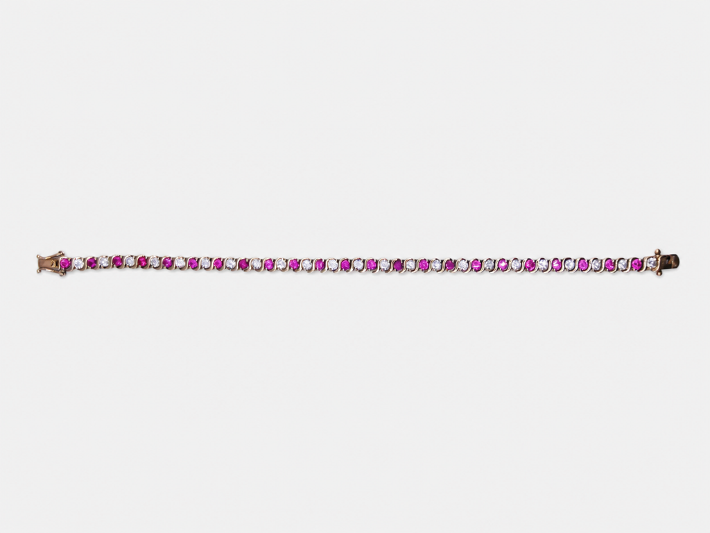 Vintage Gold CZ Ruby Tennis Bracelet