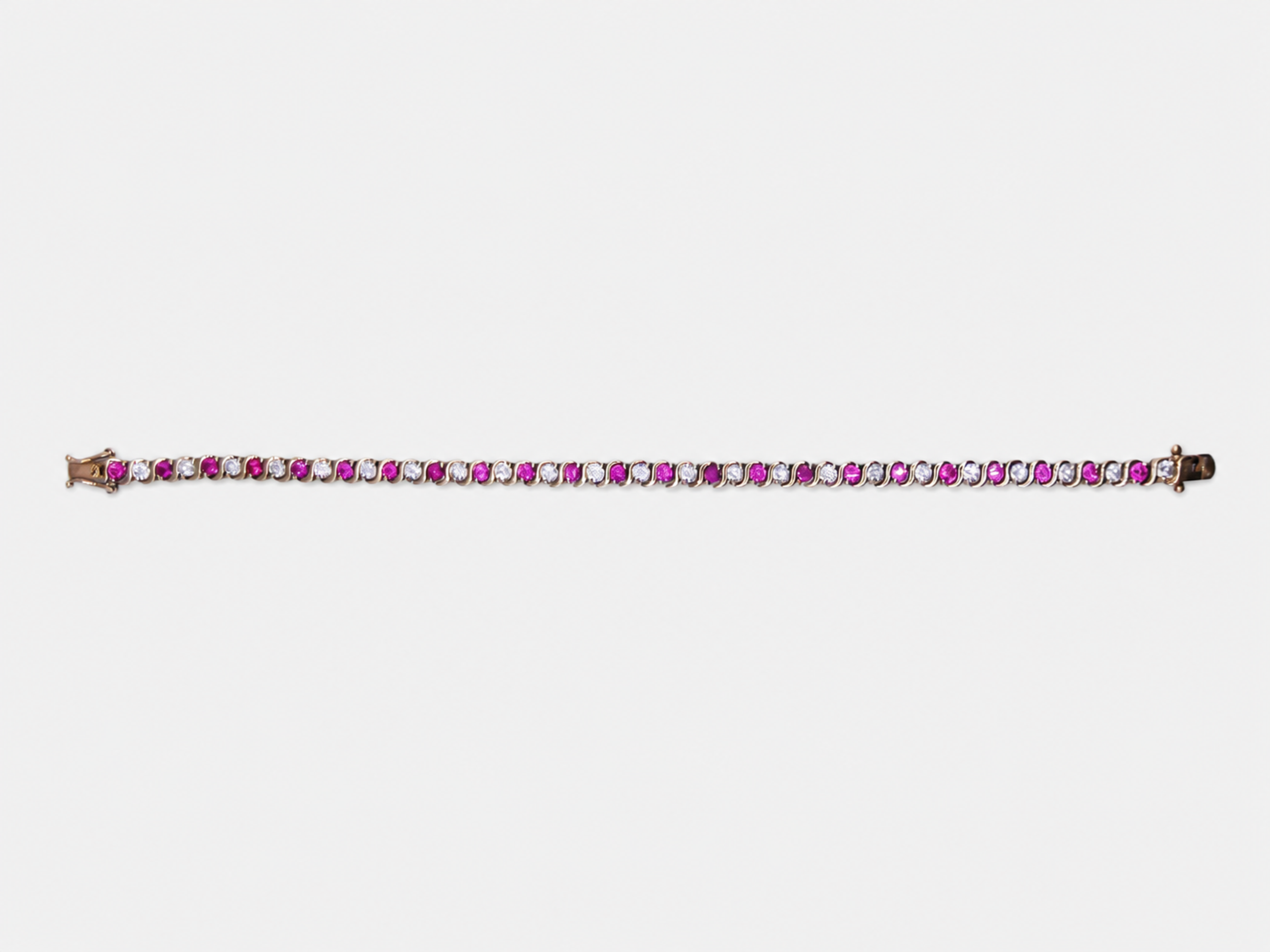 Vintage Gold CZ Ruby Tennis Bracelet