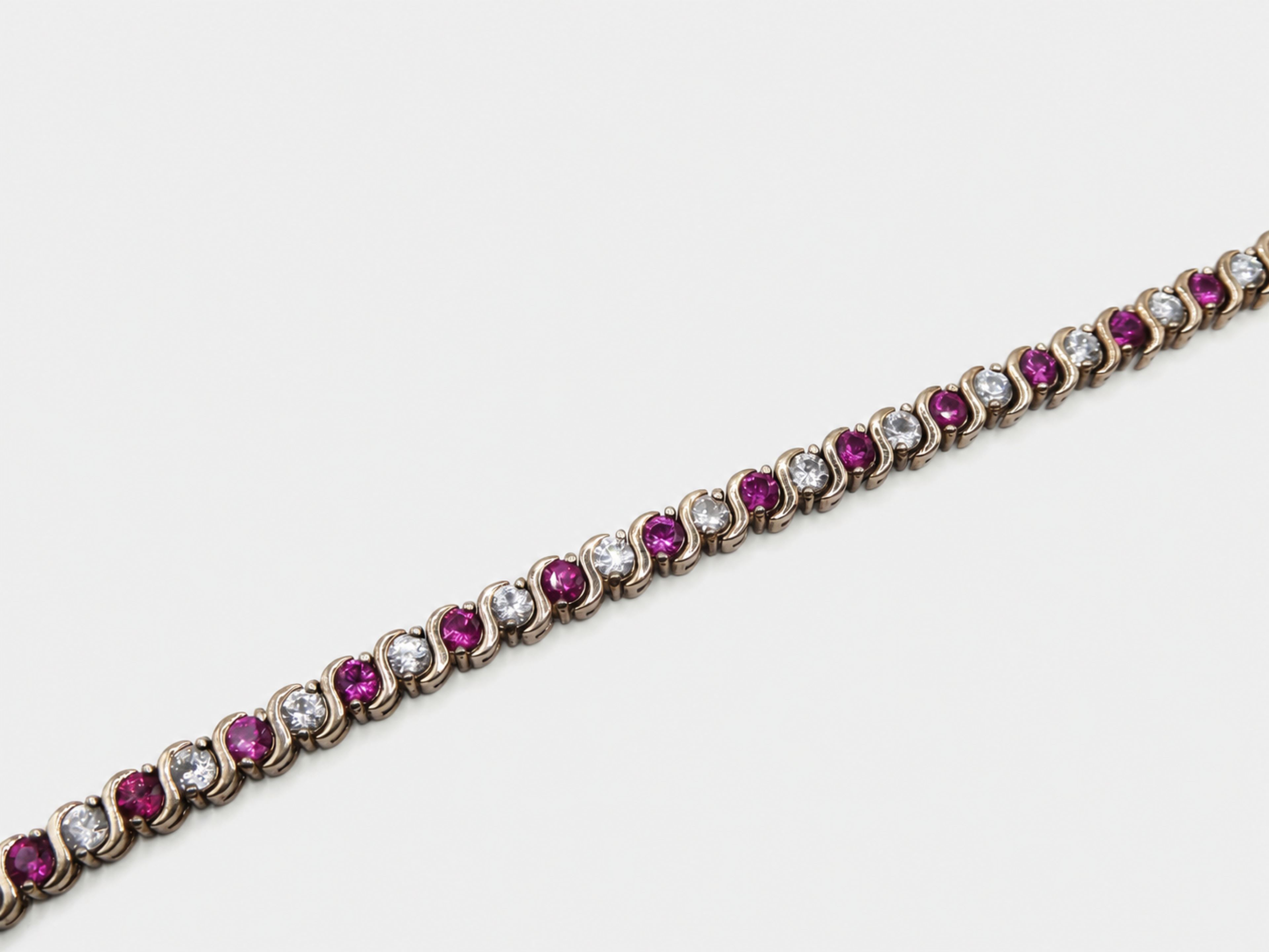 Vintage Gold CZ Ruby Tennis Bracelet