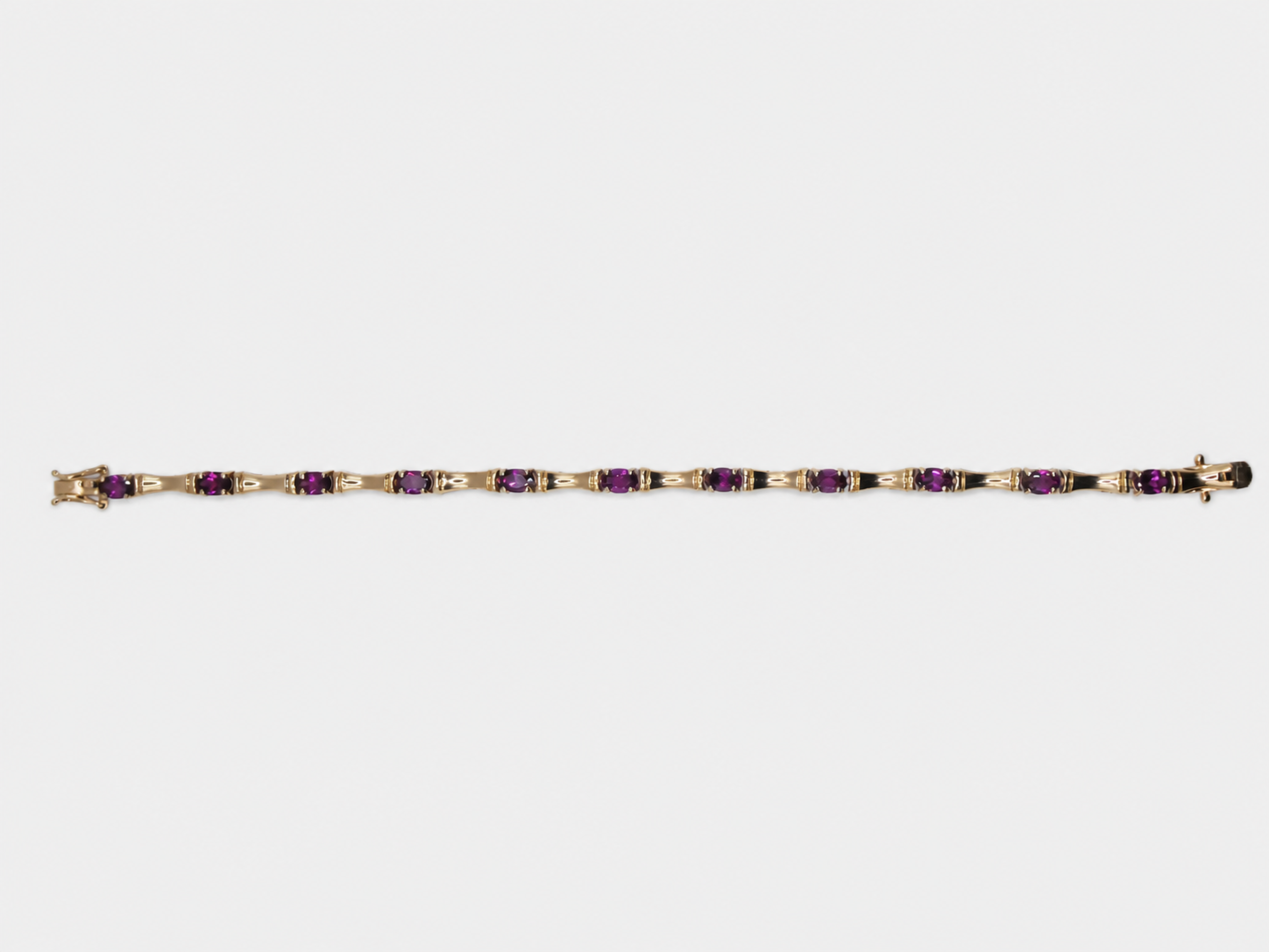 Vintage Gold Amethyst Bamboo Link Bracelet