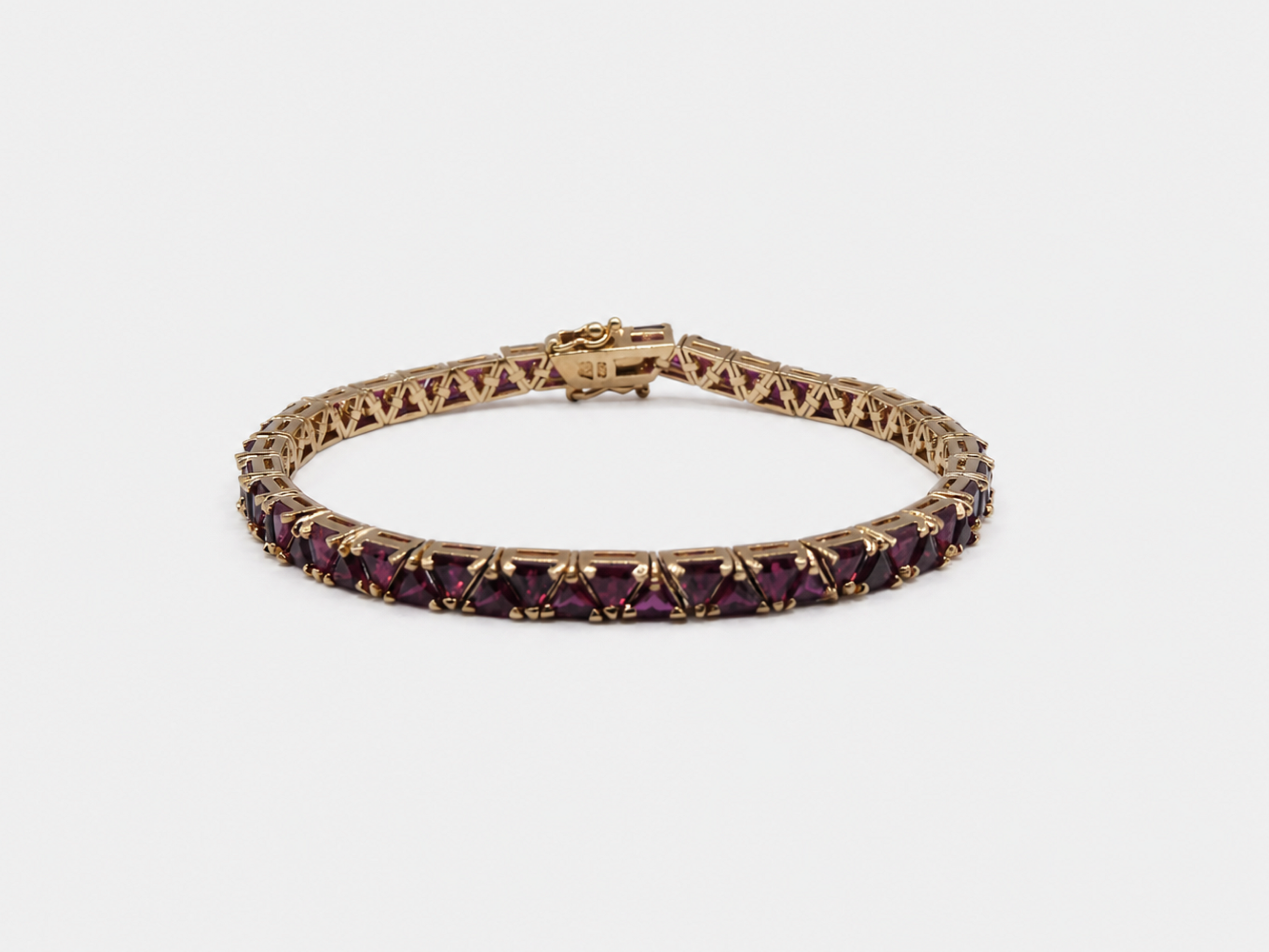 Vintage Gold Red Garnet Trilliant Tennis Bracelet