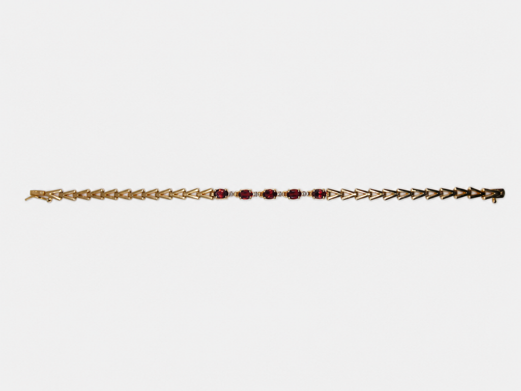 Vintage Gold 5 Garnet Tennis Bracelet