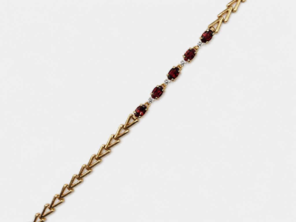 Vintage Gold 5 Garnet Tennis Bracelet