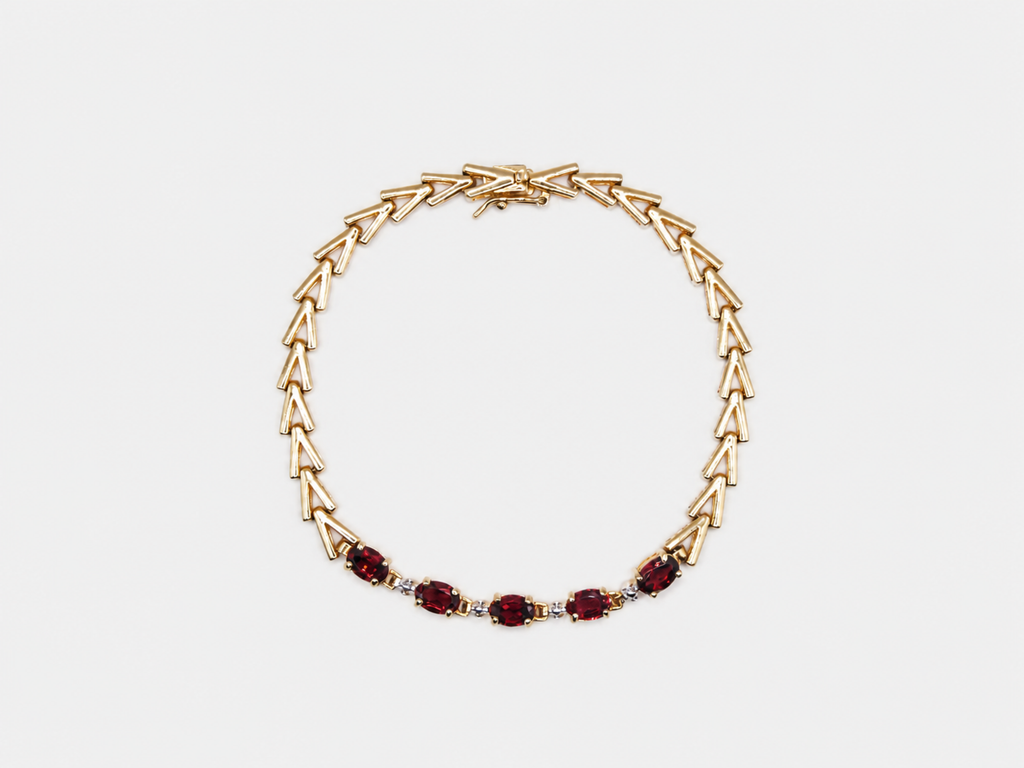 Vintage Gold 5 Garnet Tennis Bracelet