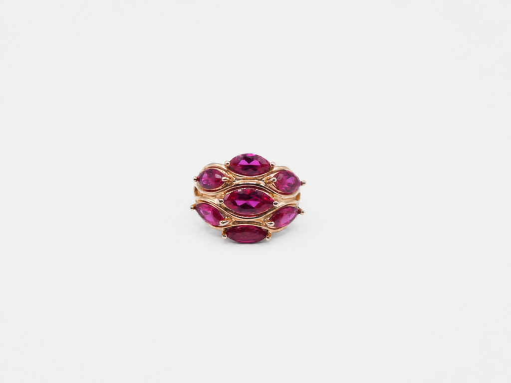 Vintage Gold Lab Ruby Cluster Ring