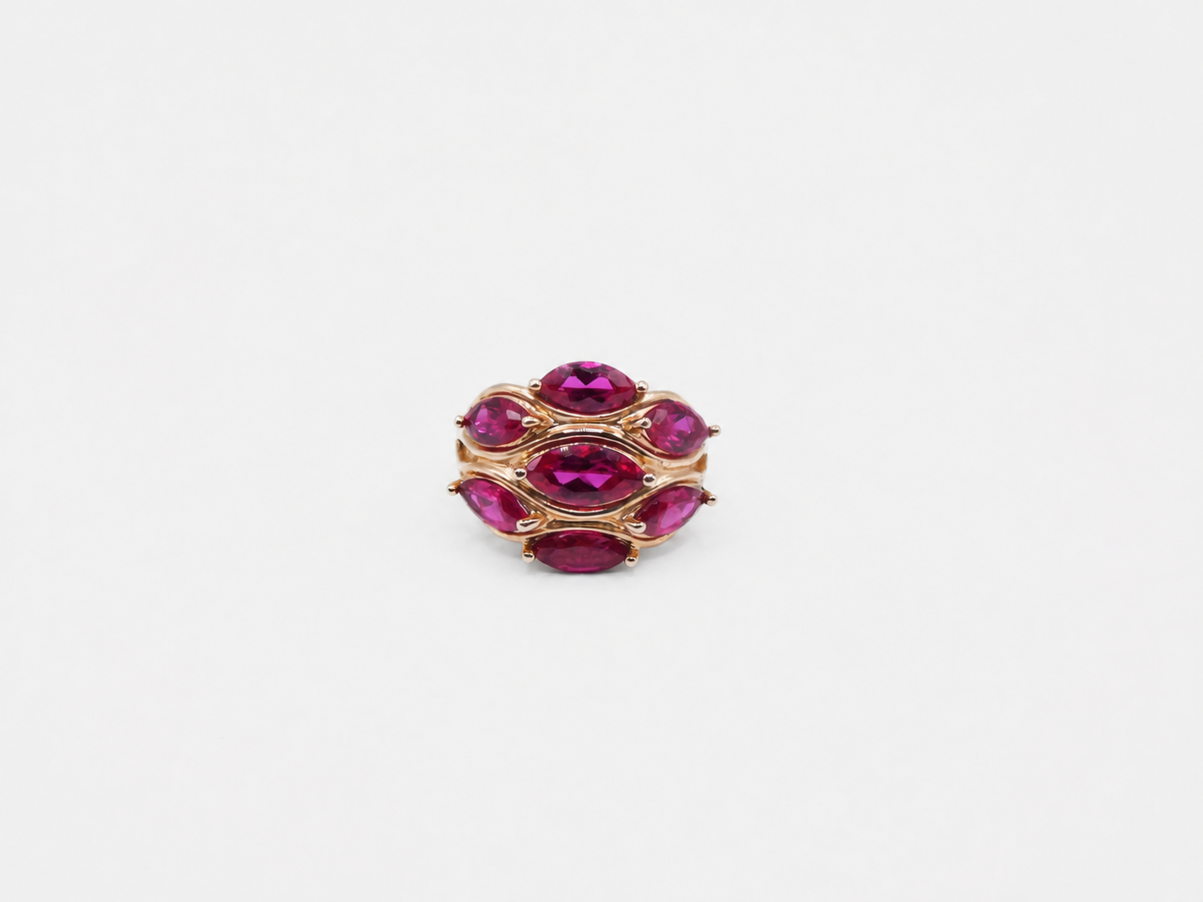 Vintage Gold Lab Ruby Cluster Ring