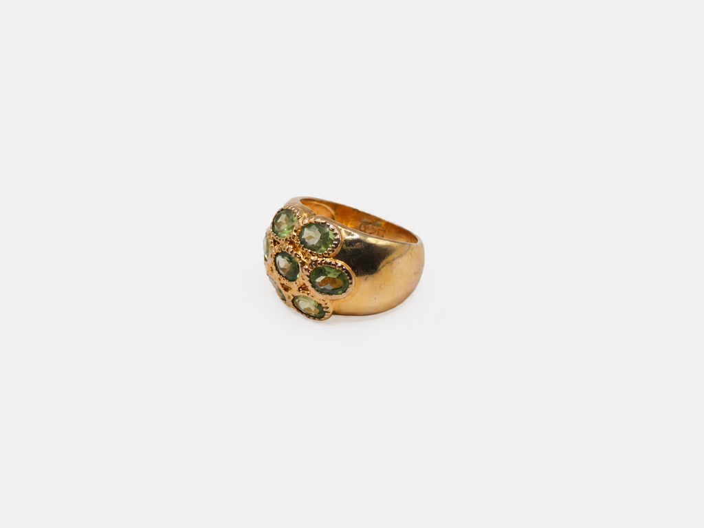 Vintage Gold Peridot Cluster Ring