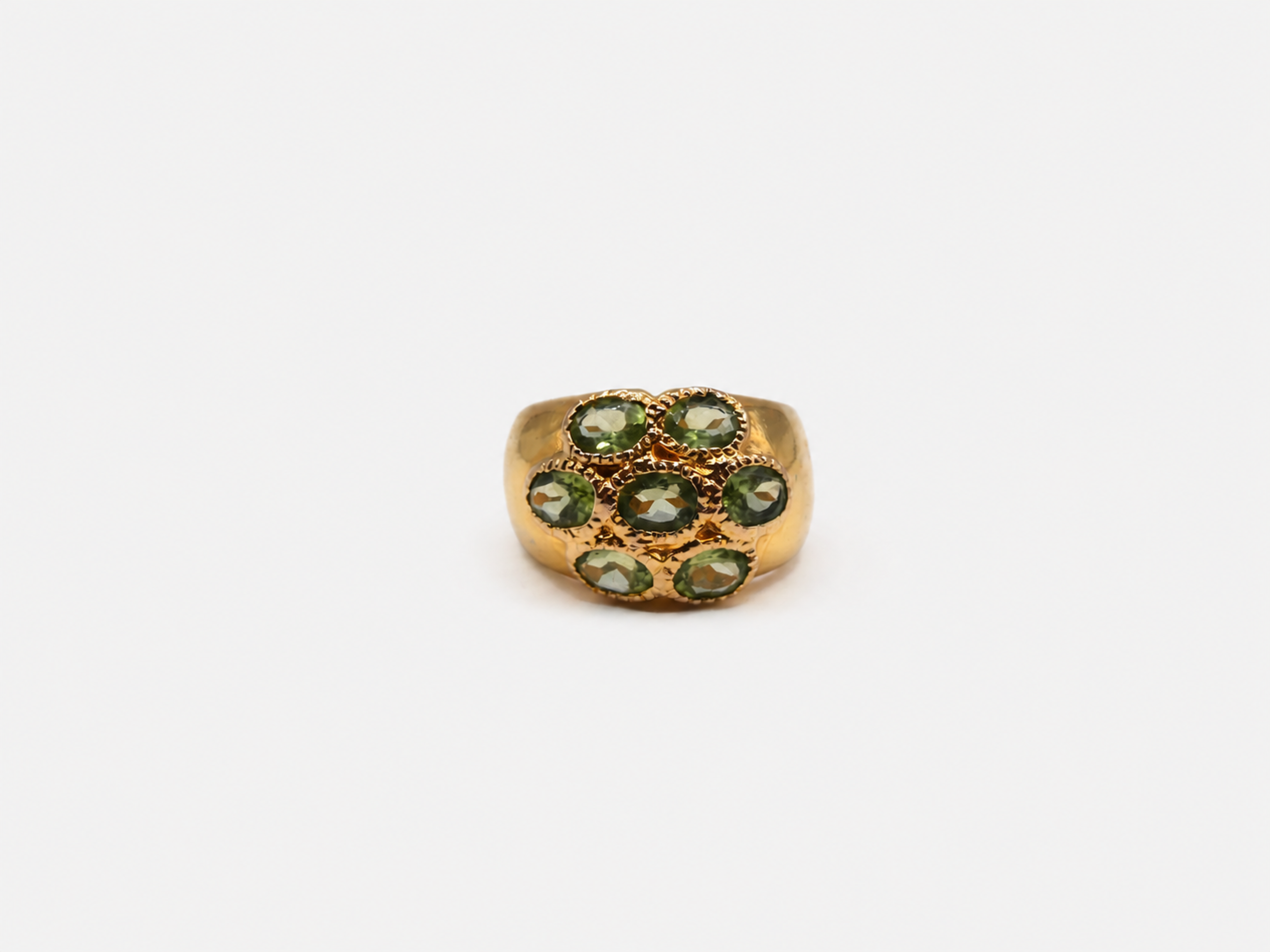 Vintage Gold Peridot Cluster Ring