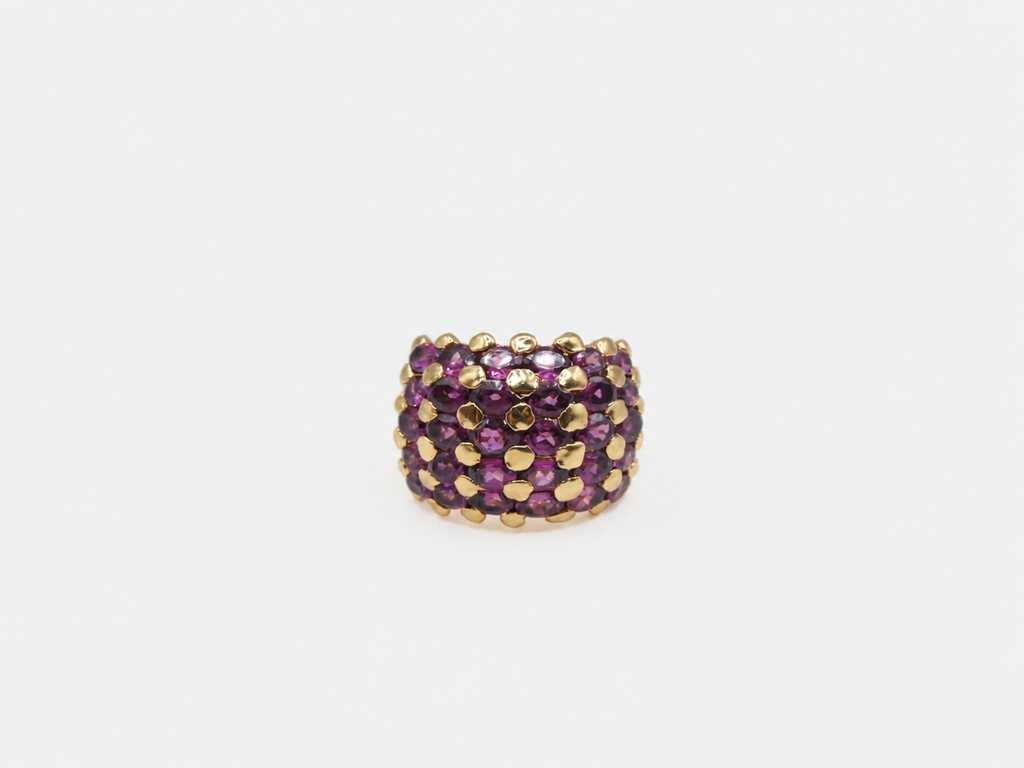 Vintage Gold Amethyst Cluster Ring
