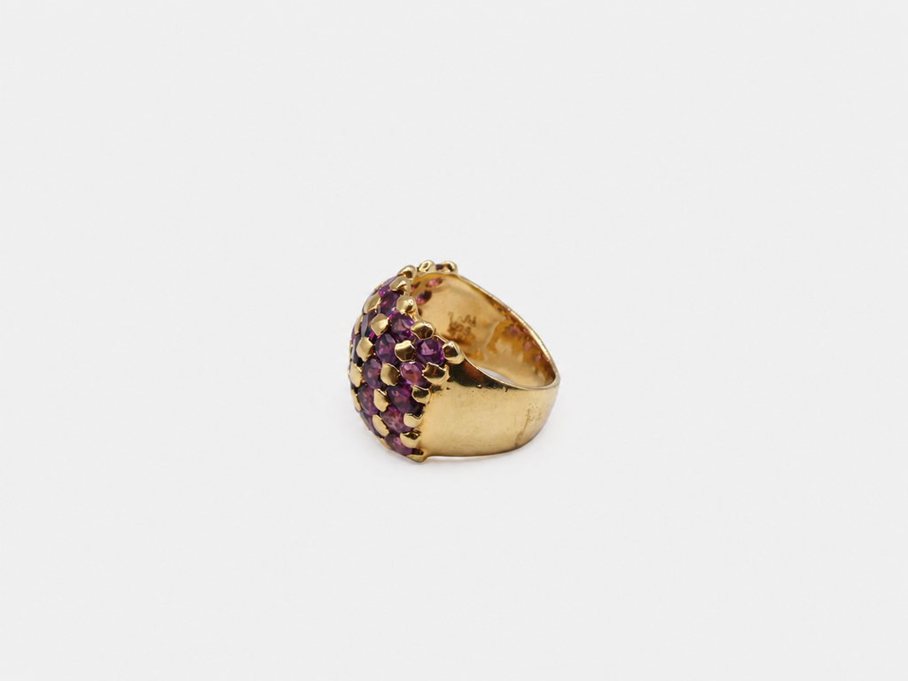 Vintage Gold Amethyst Cluster Ring