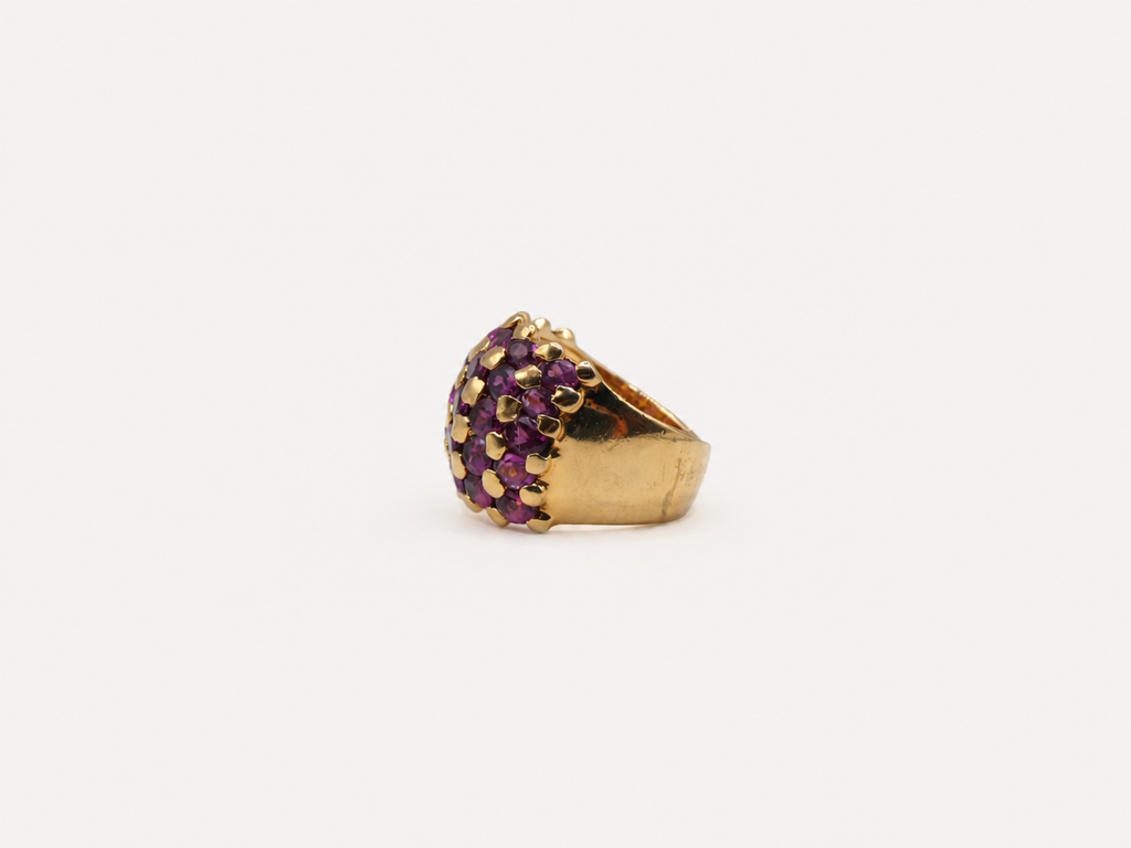 Vintage Gold Amethyst Cluster Ring