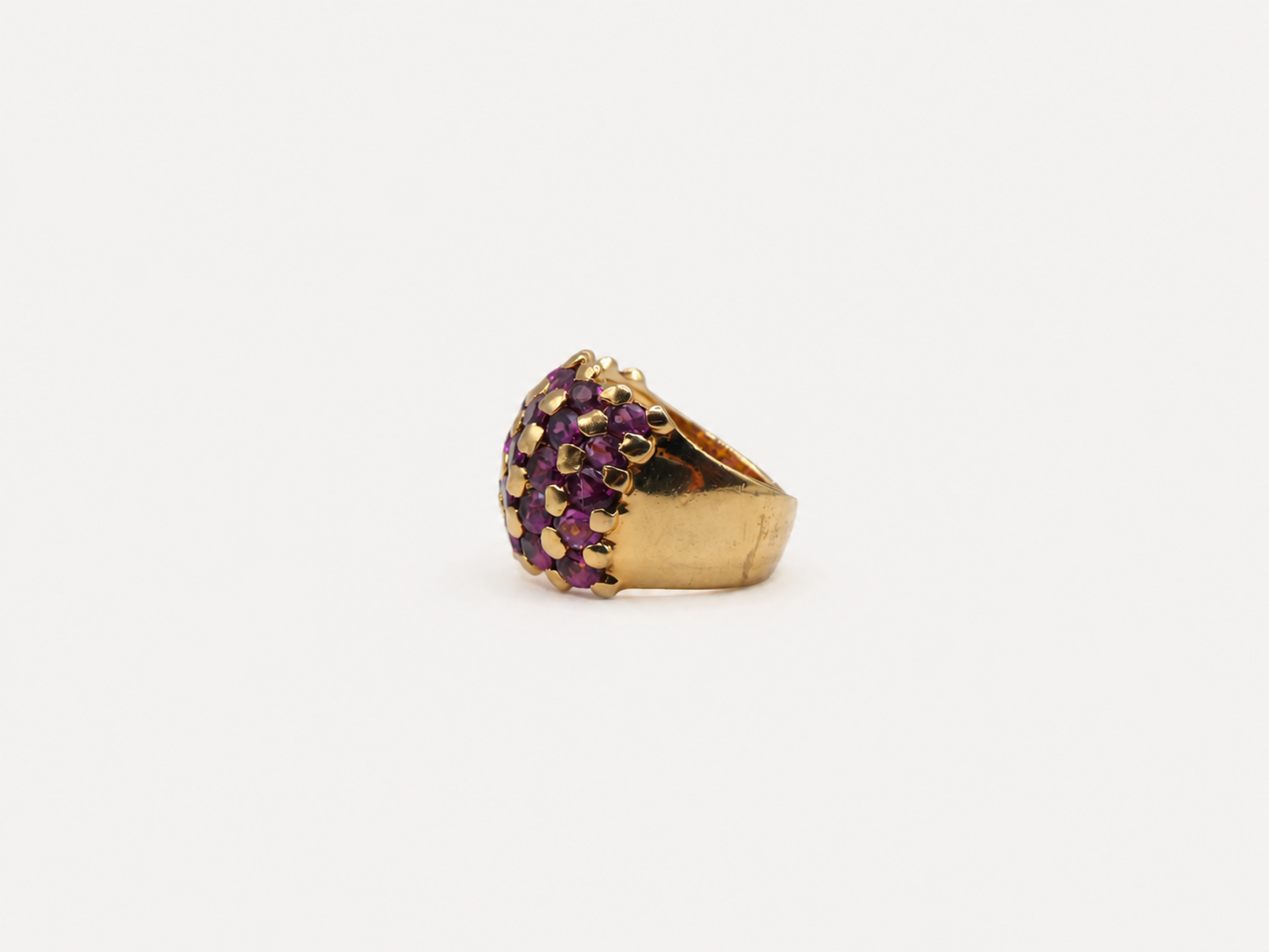 Vintage Gold Amethyst Cluster Ring