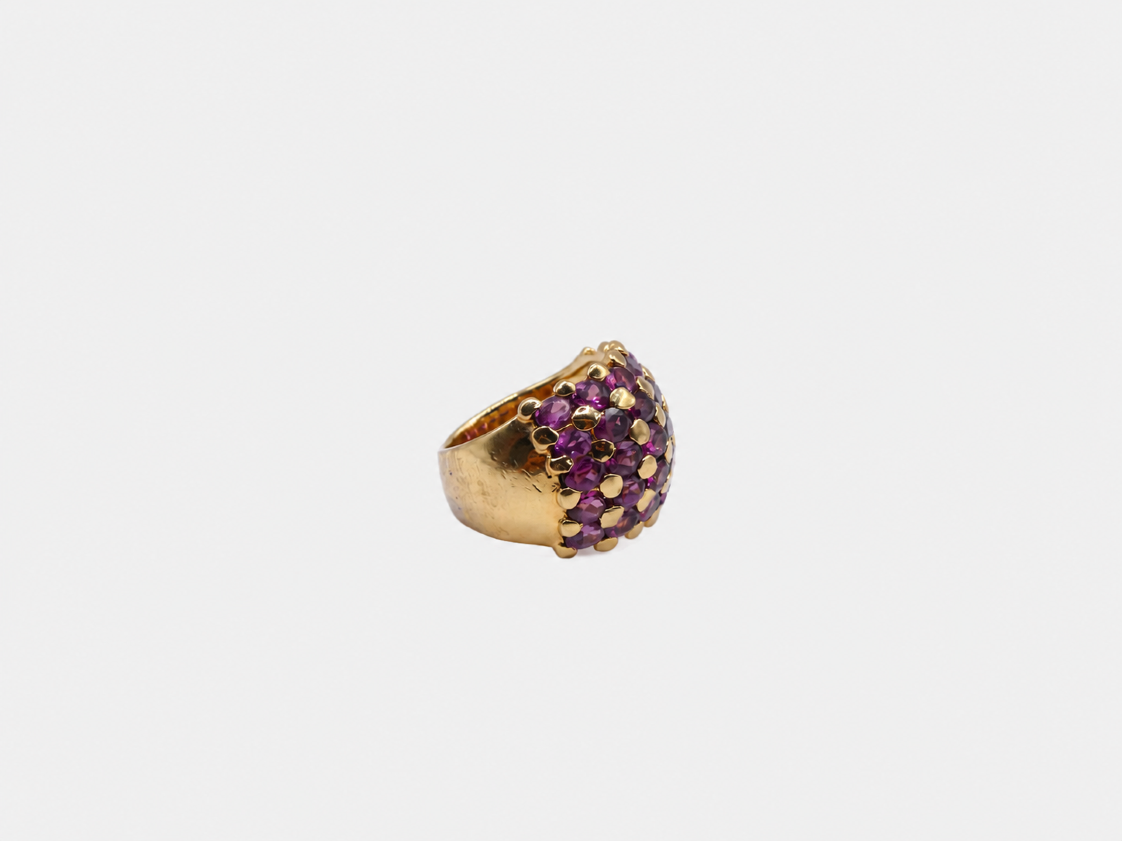 Vintage Gold Amethyst Cluster Ring