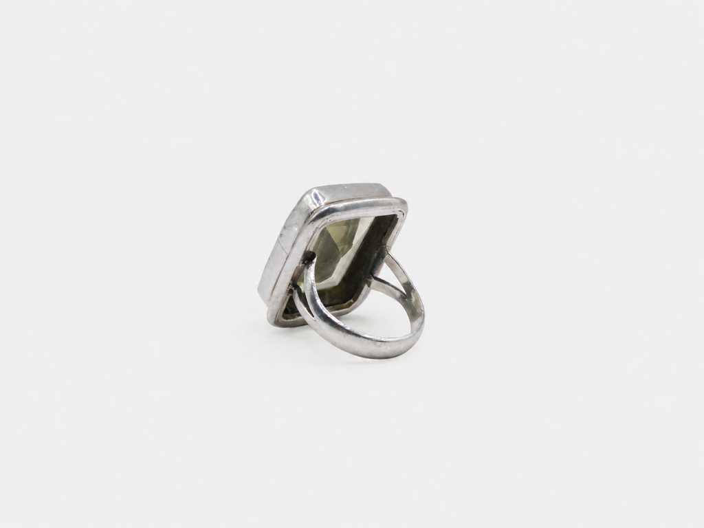 Vintage 15ct Lemon Quartz Silver Statement Ring