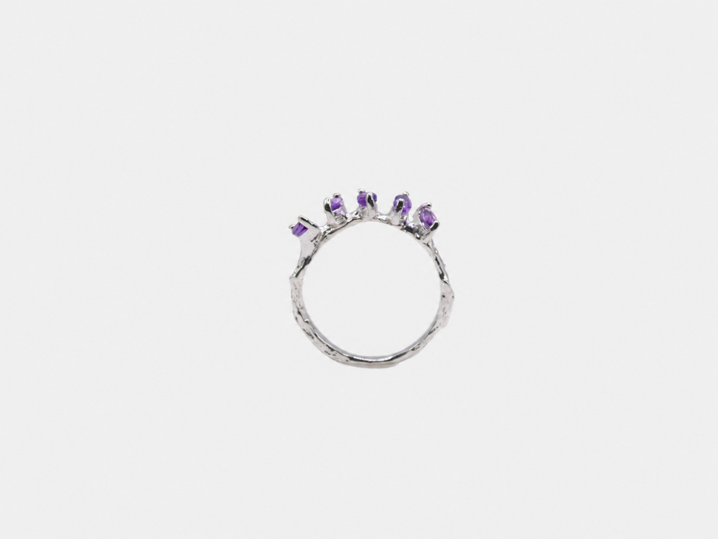Vintage Raw Amethyst Silver Ring