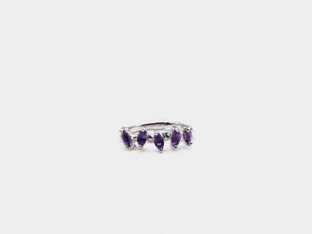 Vintage Raw Amethyst Silver Ring