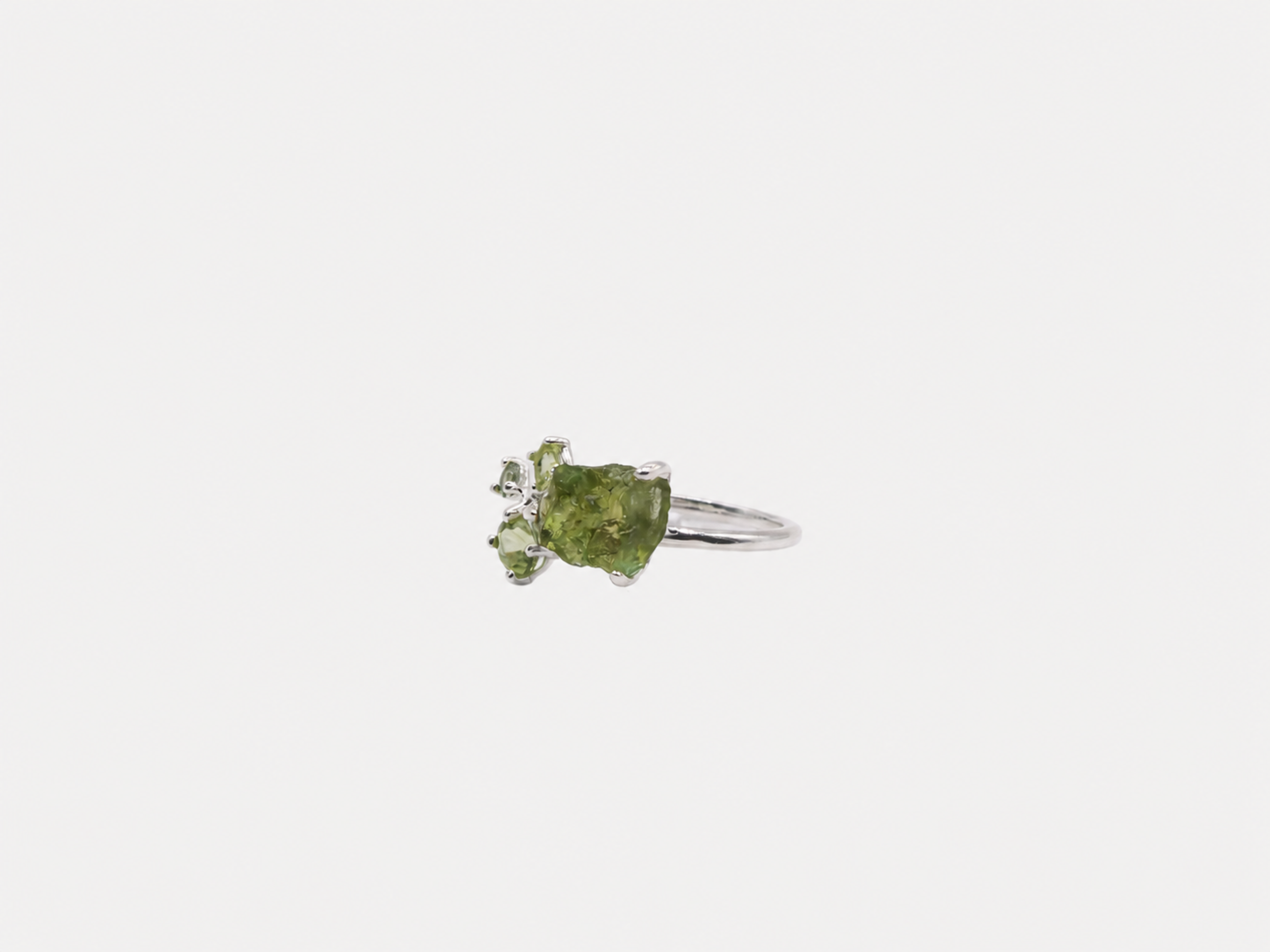 Vintage Raw Green Tourmaline Silver Ring