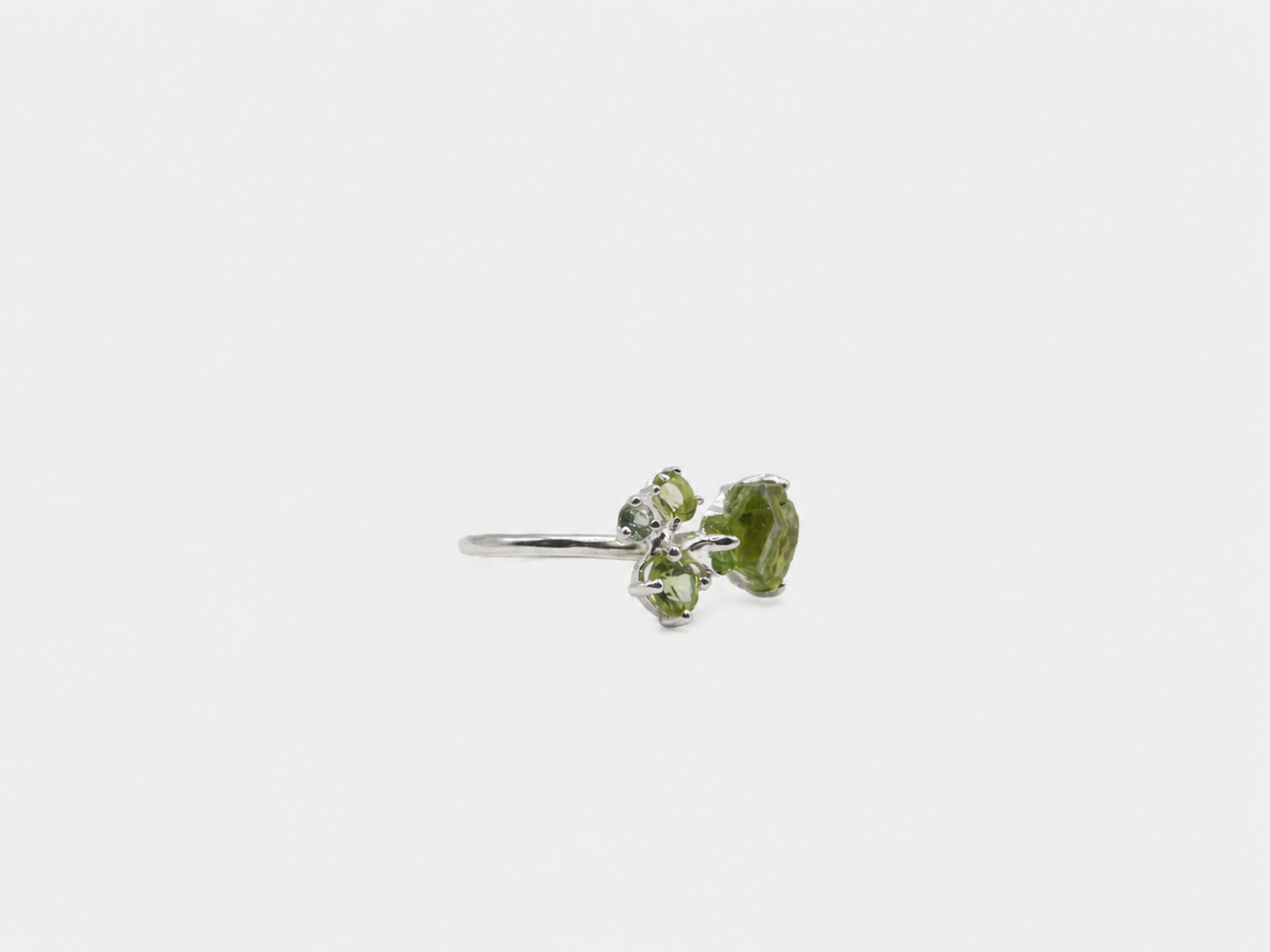 Vintage Raw Green Tourmaline Silver Ring