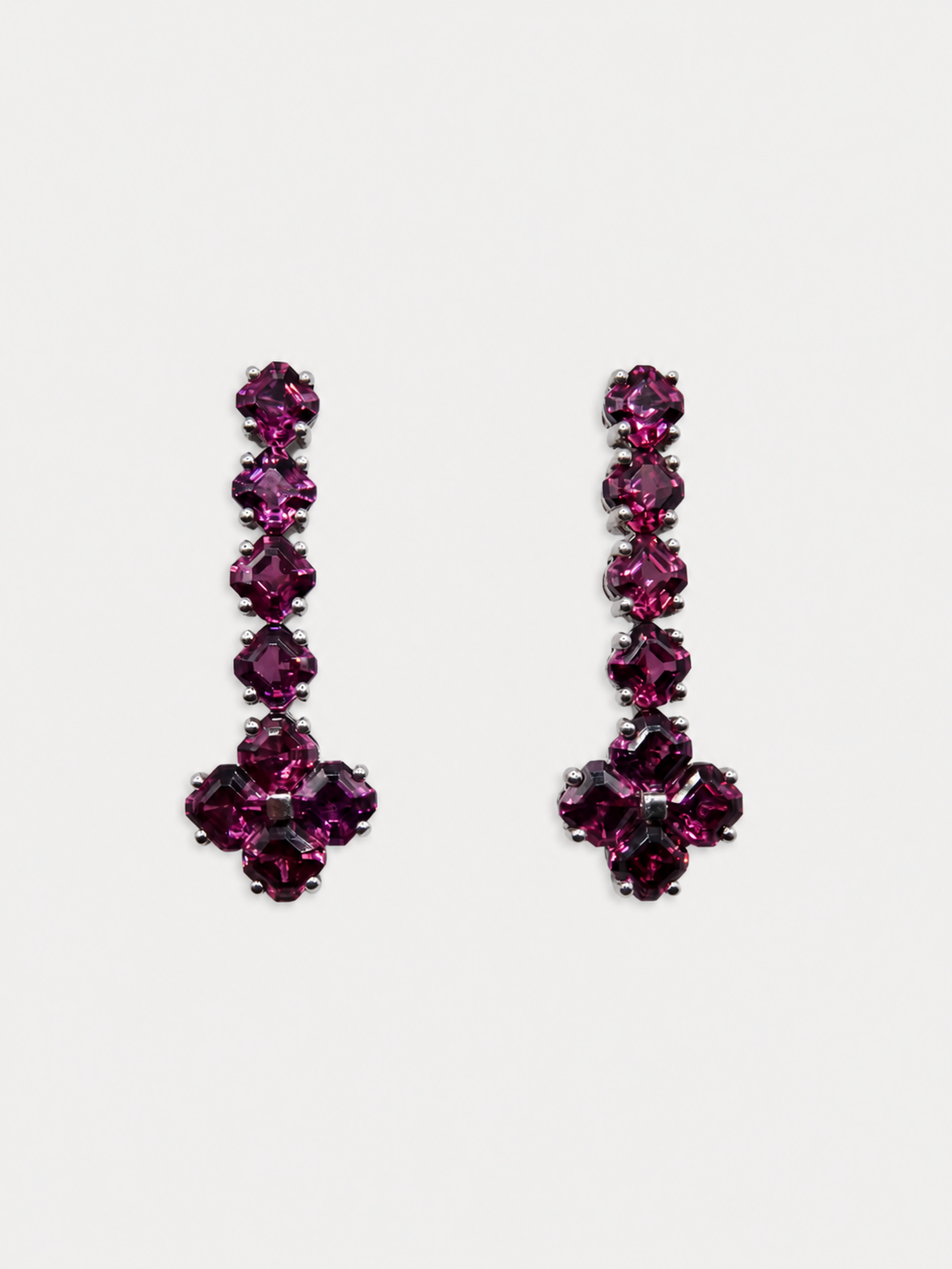 Vintage Silver Garnet Drop Earrings