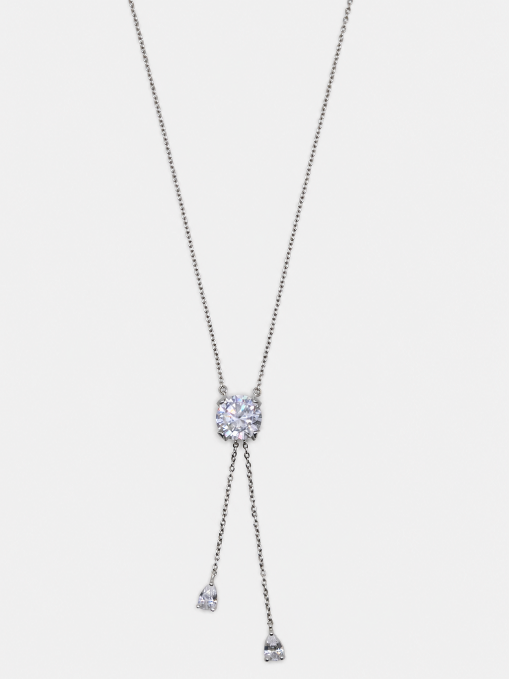 Vintage Silver Lariat 2 Teardrop Dangle Necklace