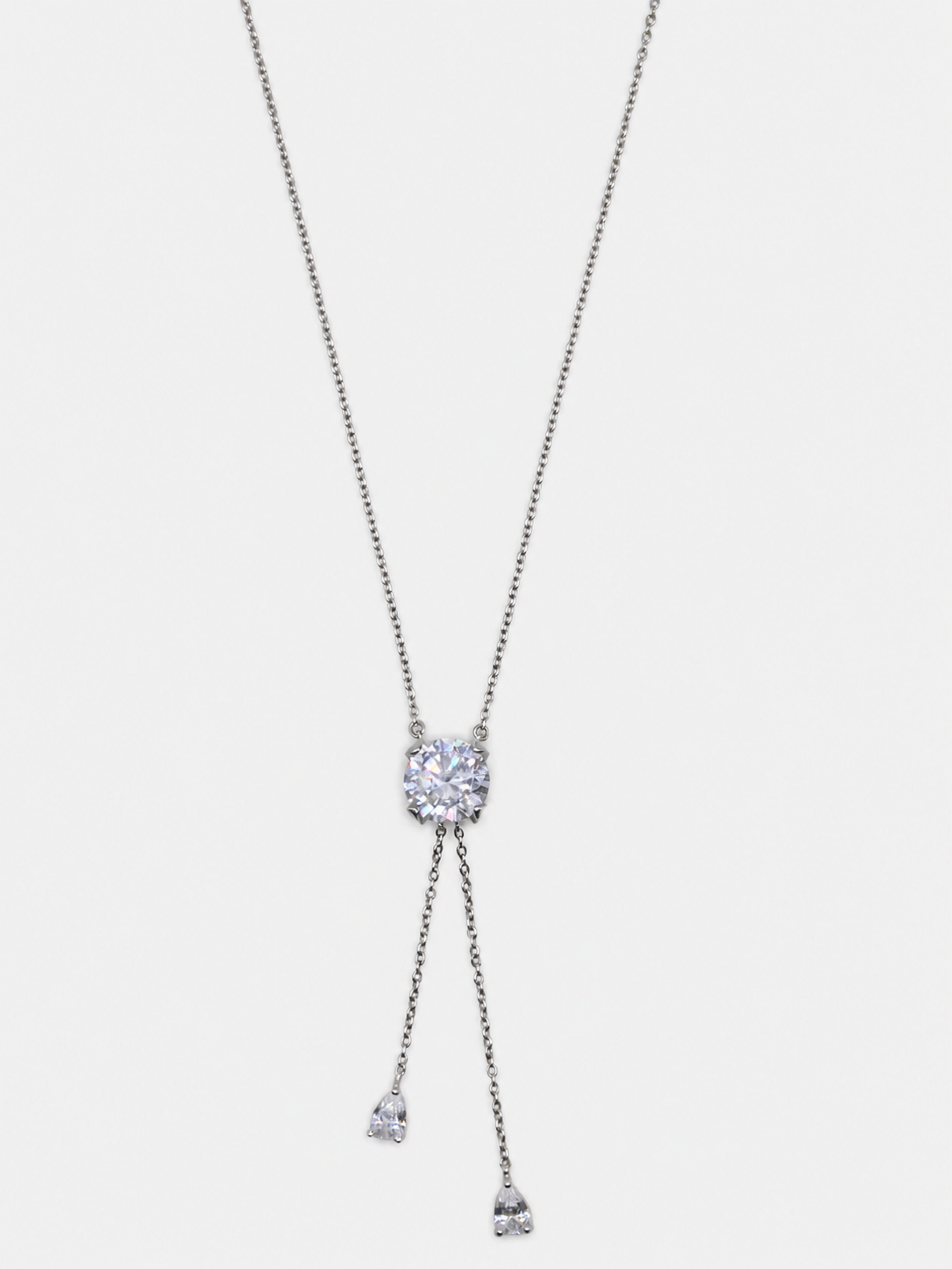 Vintage Silver Lariat 2 Teardrop Dangle Necklace