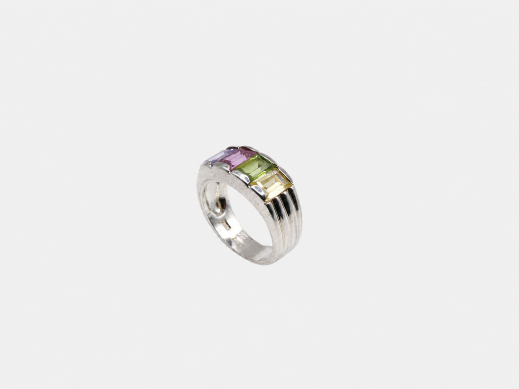 Vintage Rainbow CZ Band Ring