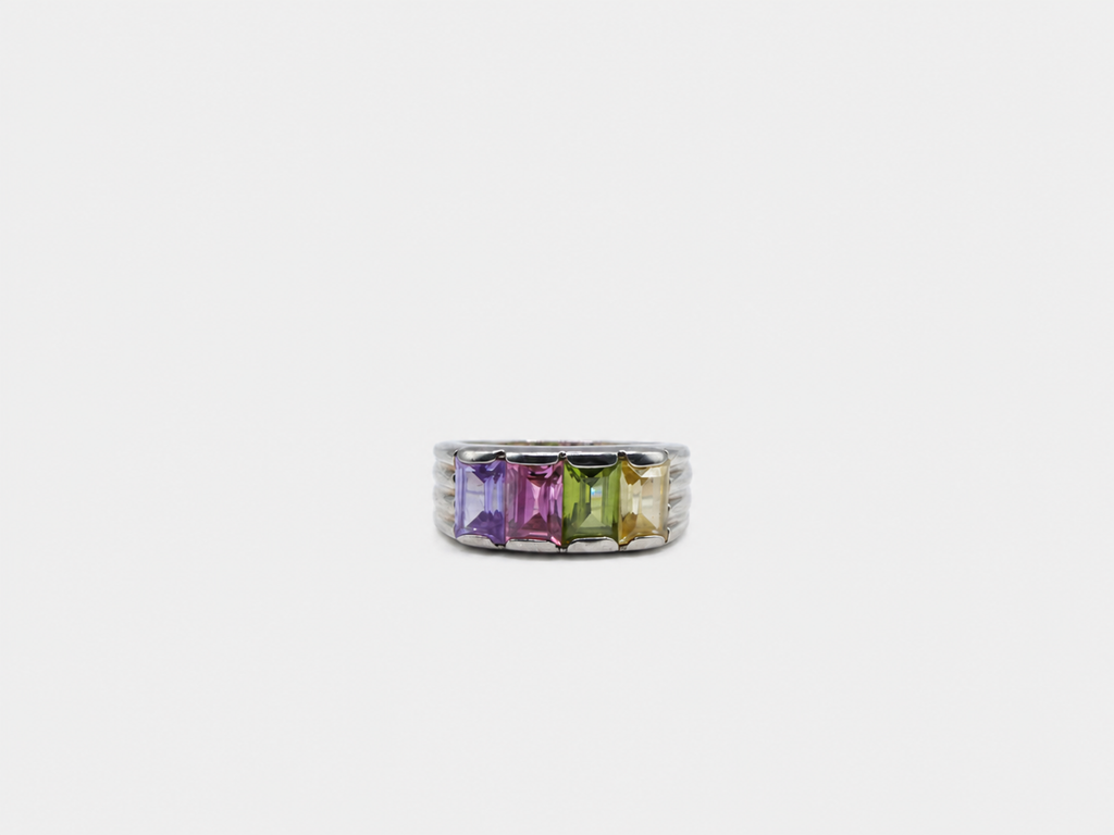 Vintage Rainbow CZ Band Ring