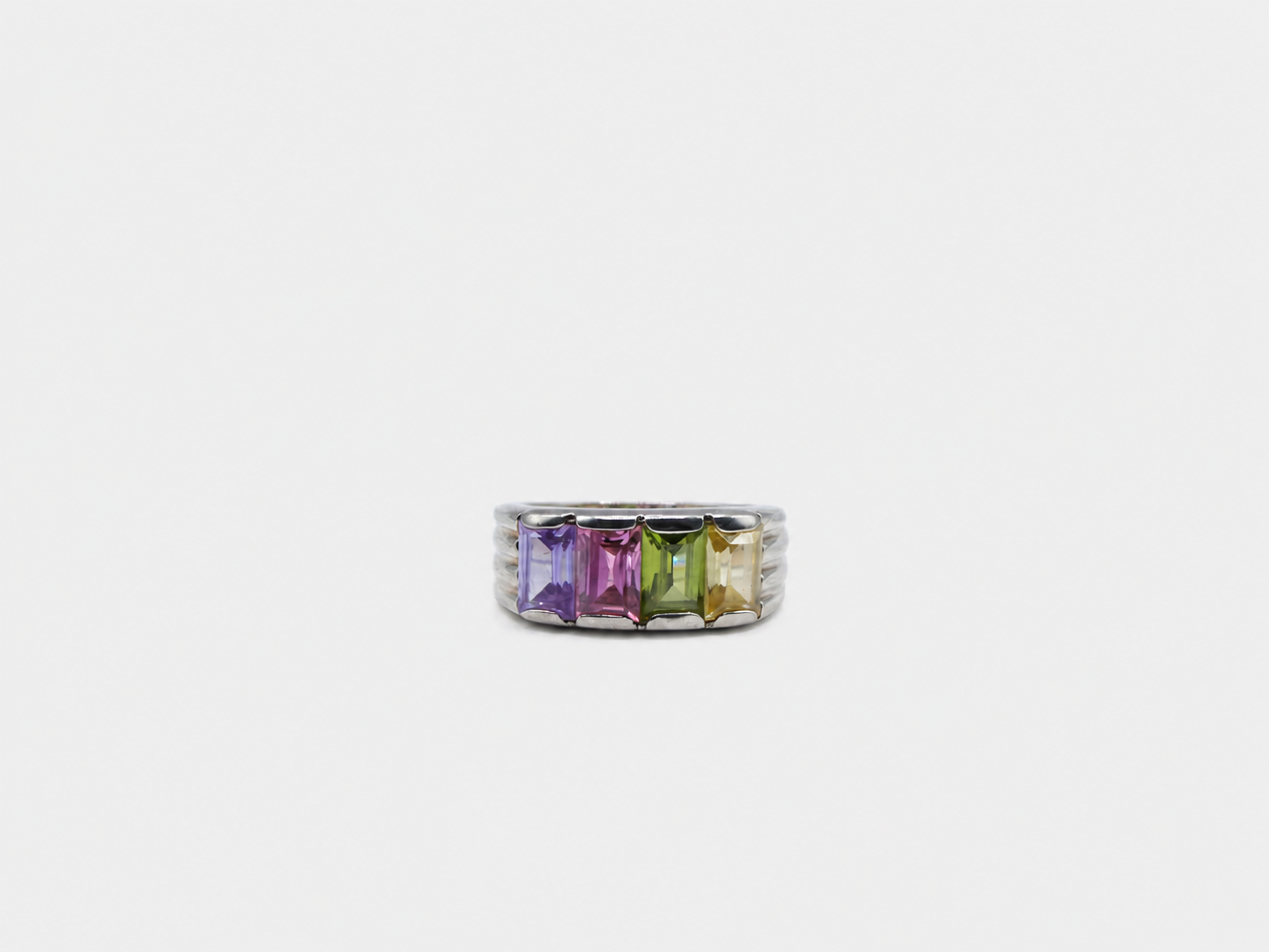 Vintage Rainbow CZ Band Ring