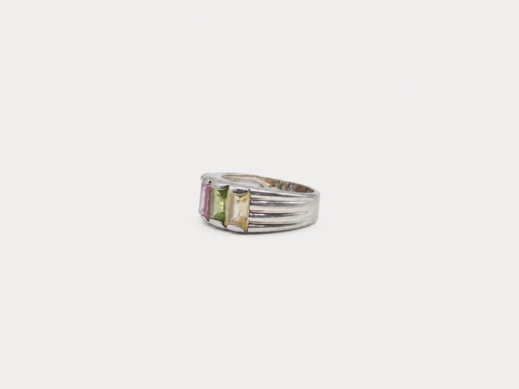Vintage Rainbow CZ Band Ring