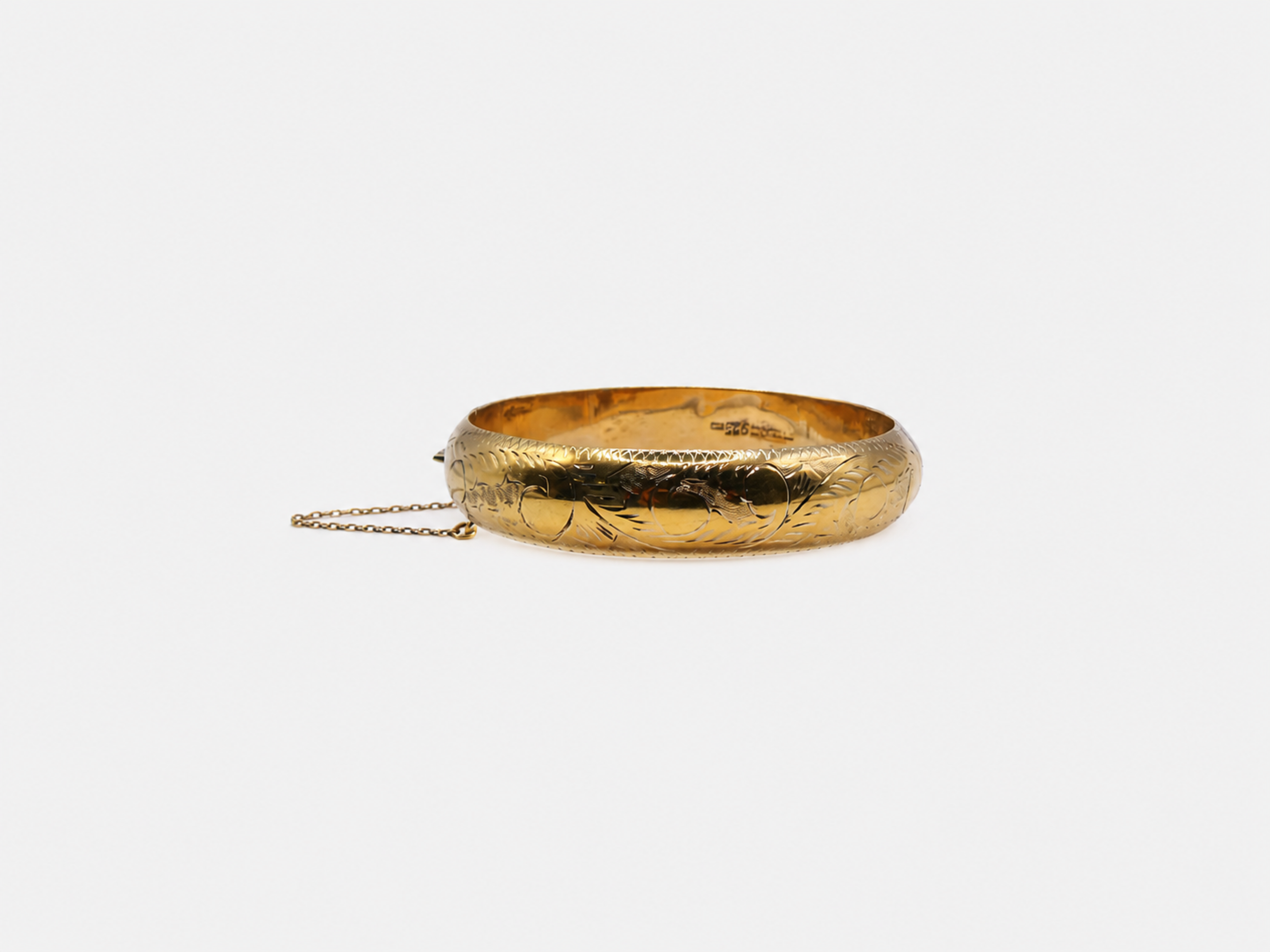 Vintage Etched Gold Thick Bangle