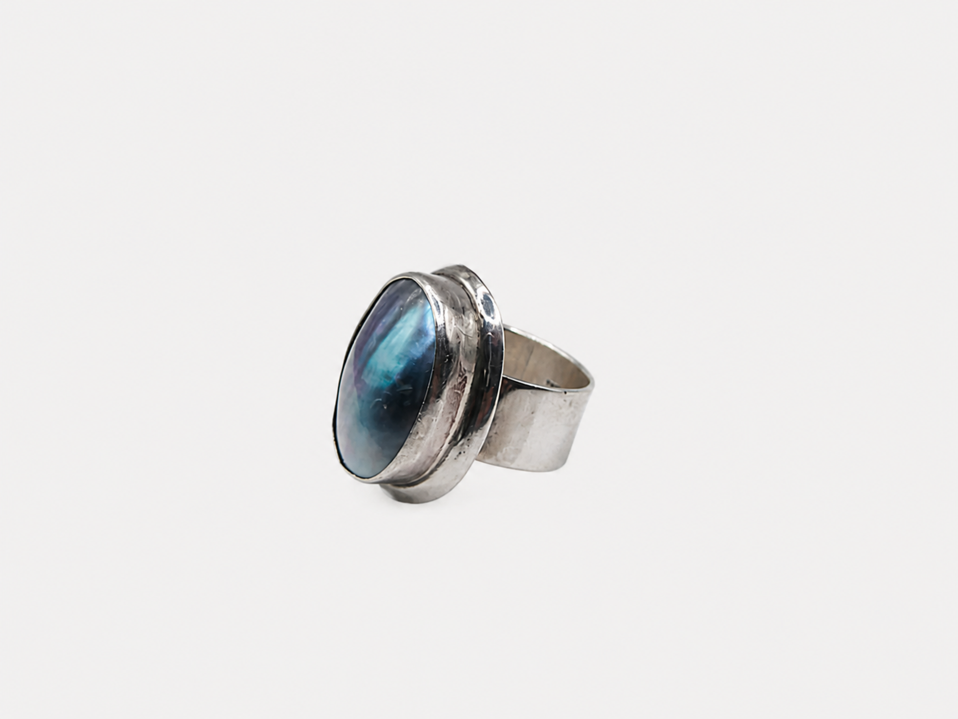 Vintage Silver Labradorite Oval Ring