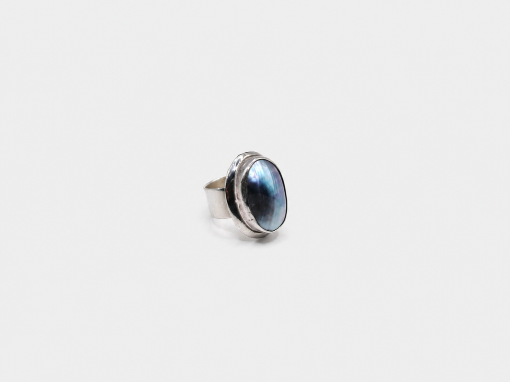 Vintage Silver Labradorite Oval Ring
