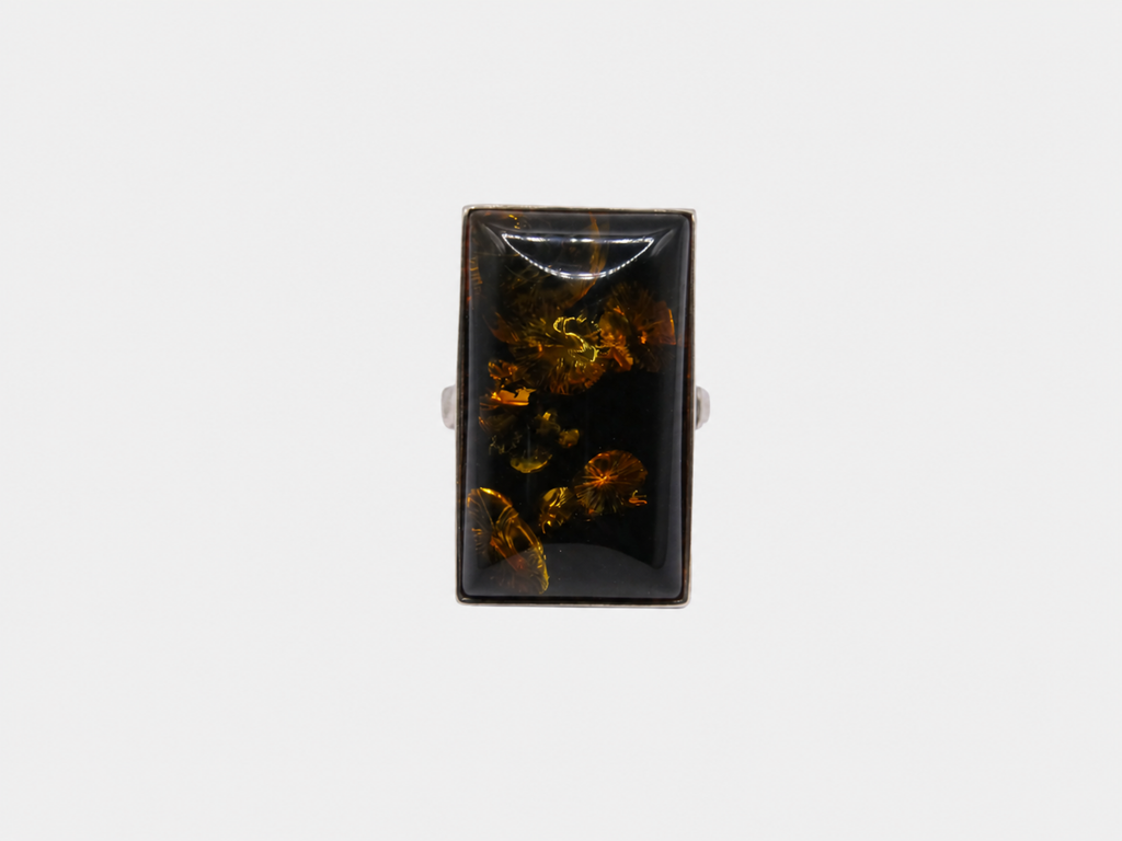 Vintage Silver Baltic Amber Statement Ring