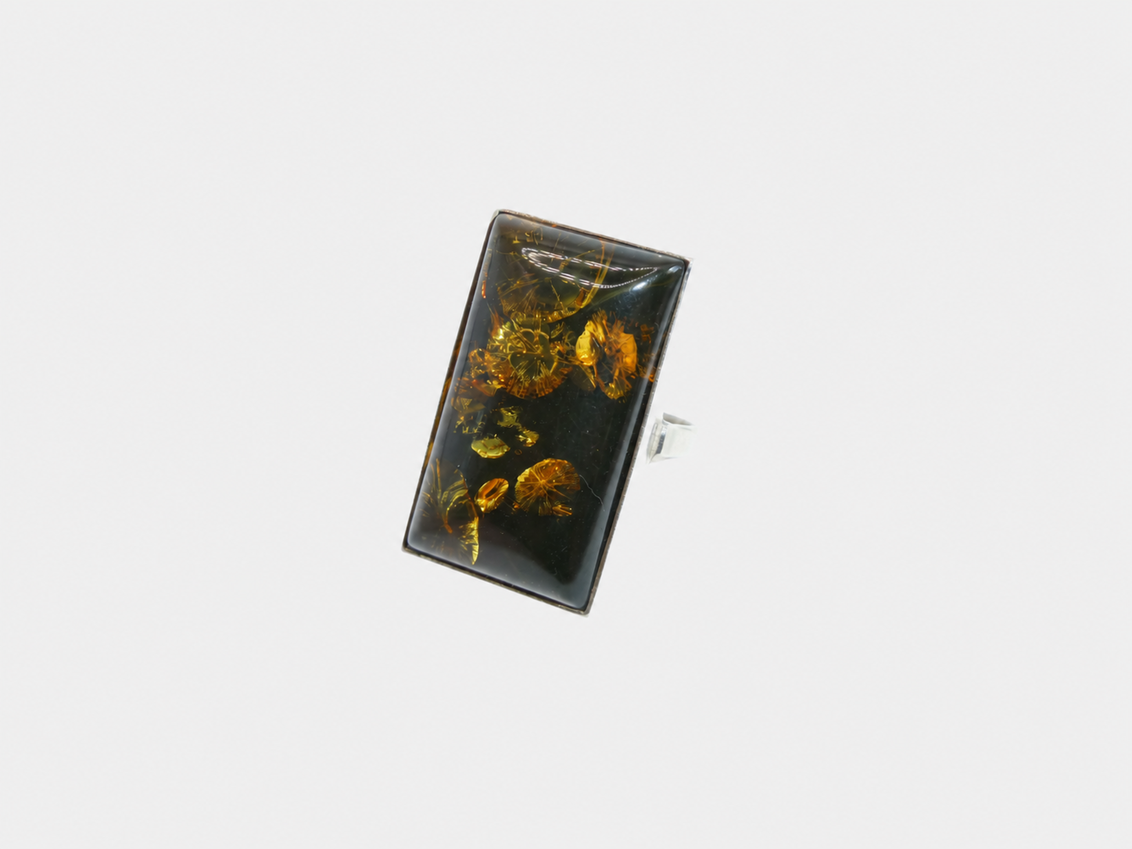 Vintage Silver Baltic Amber Statement Ring