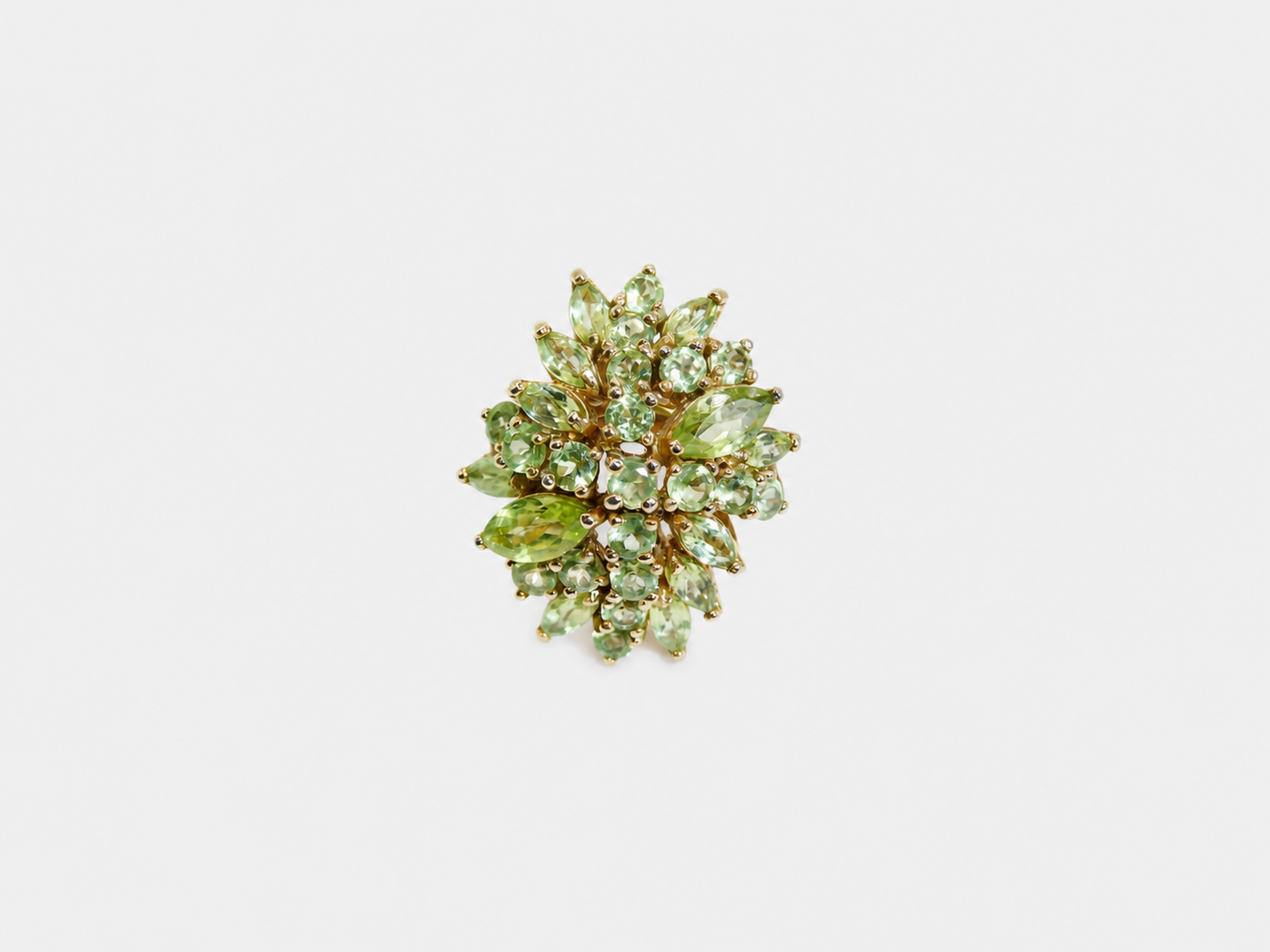 Vintage Gold Peridot Cluster Cocktail Ring