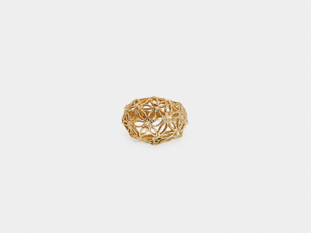 Vintage Gold Flower Filigree Dome Ring