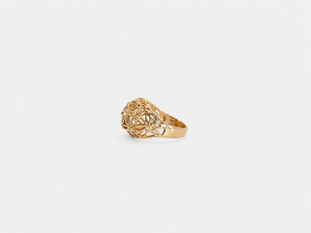 Vintage Gold Flower Filigree Dome Ring