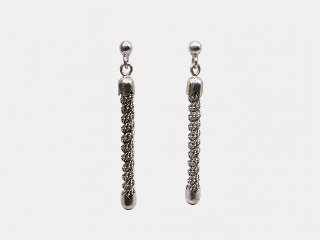 Vintage Silver Chainmail Drop Earrings