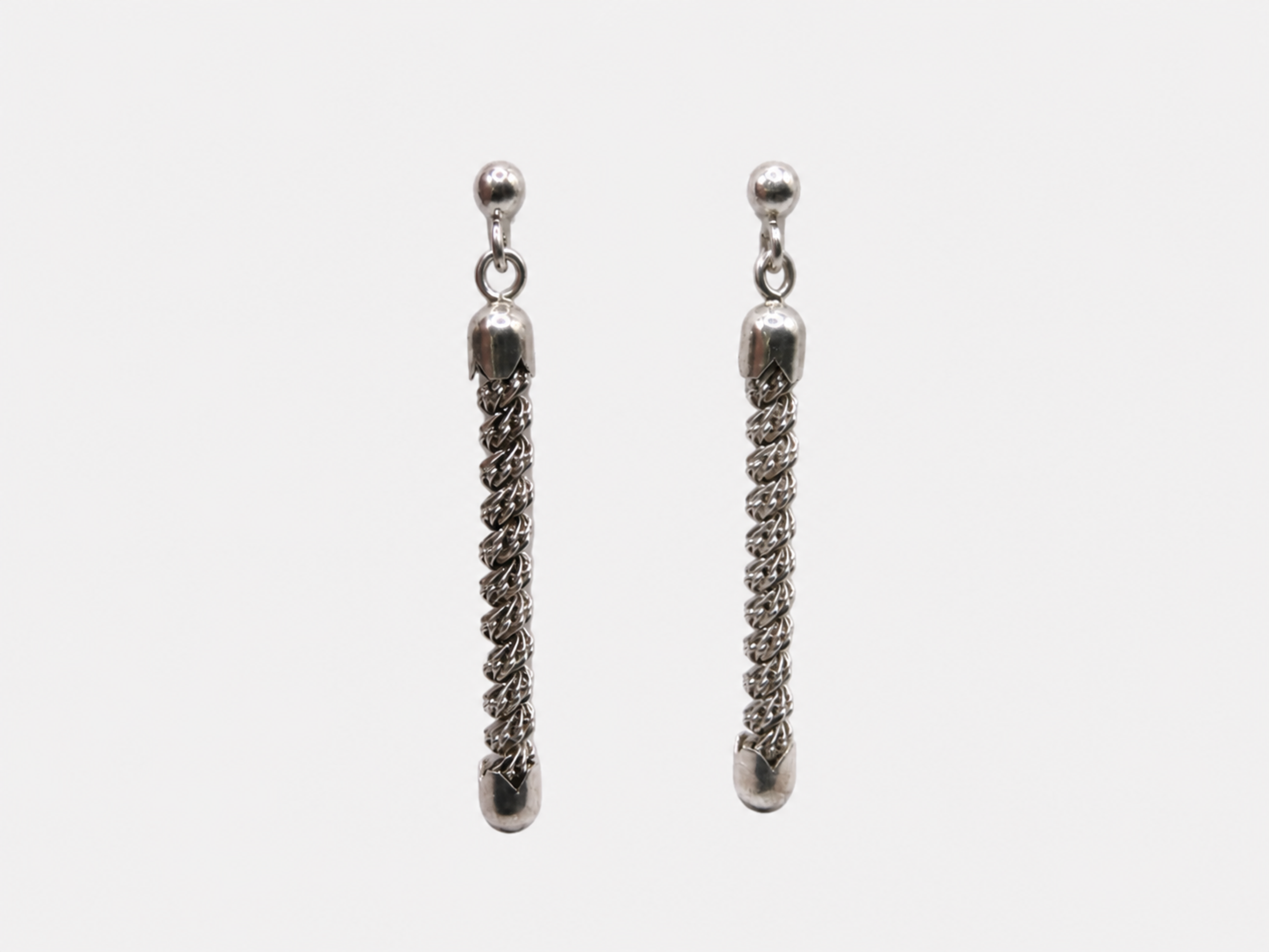 Vintage Silver Chainmail Drop Earrings